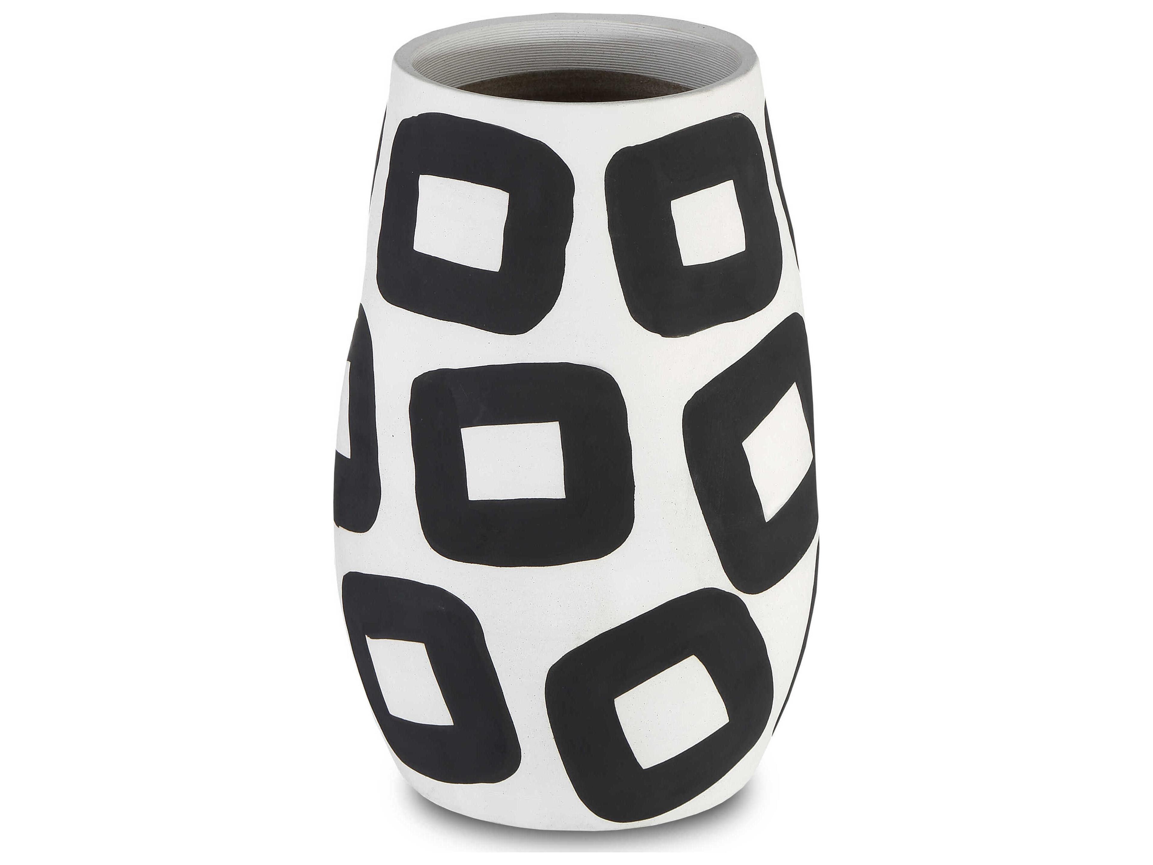 Currey & Company White / Black 14" High Pagliacci Vase