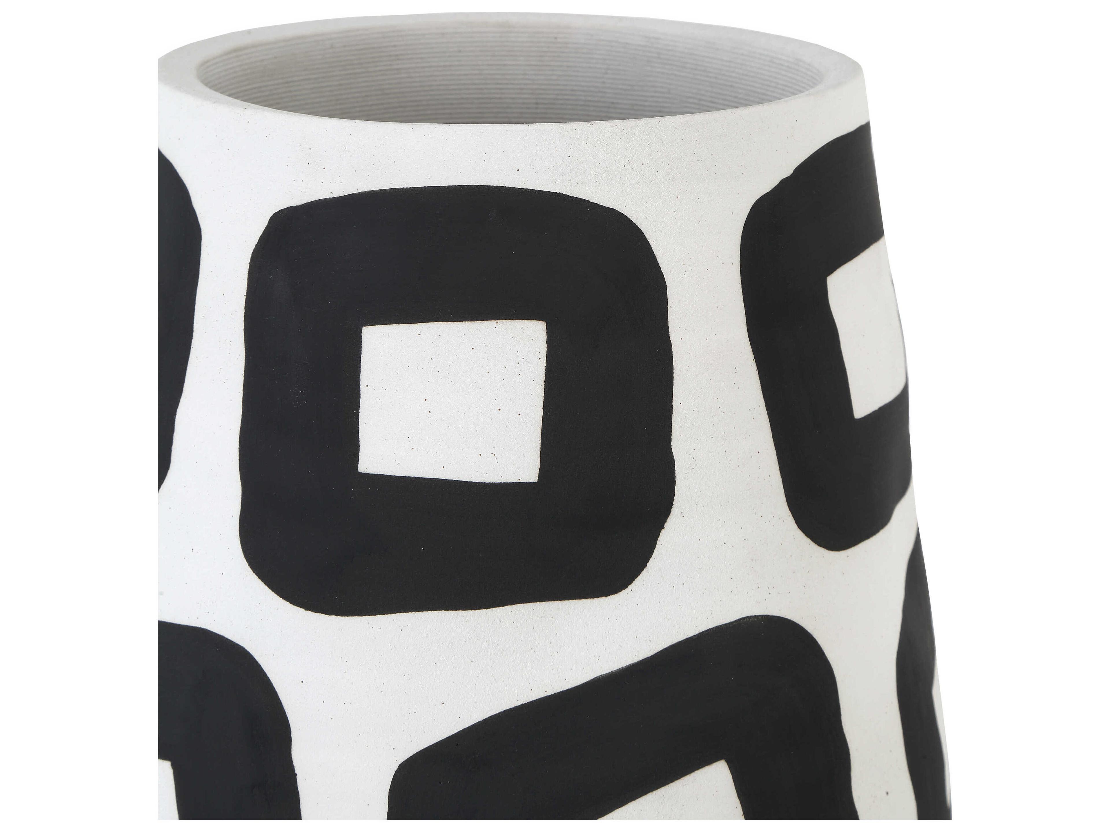 Currey & Company White / Black 14" High Pagliacci Vase