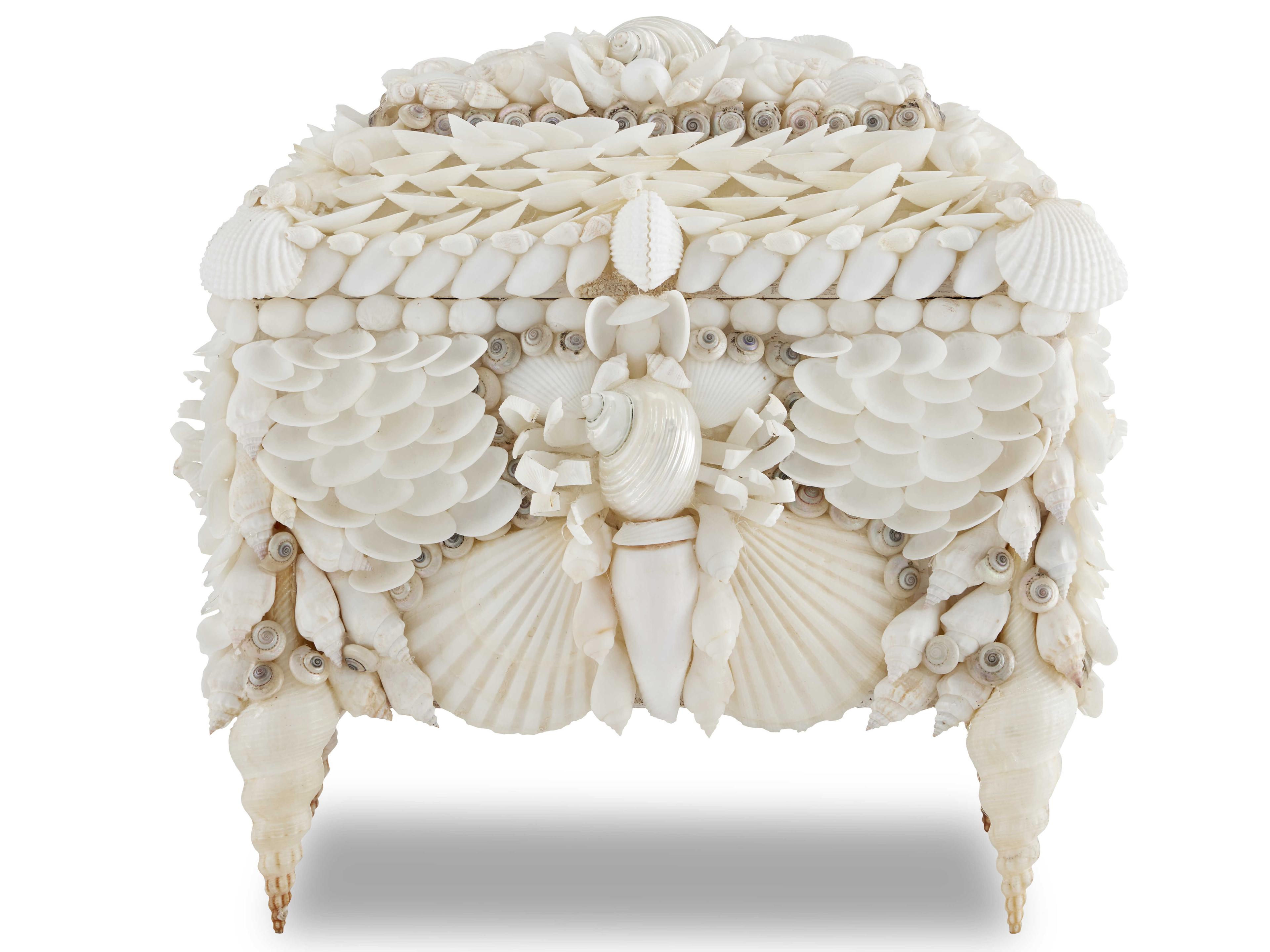 Currey & Company Boardwalk White Shell Jewelry Box