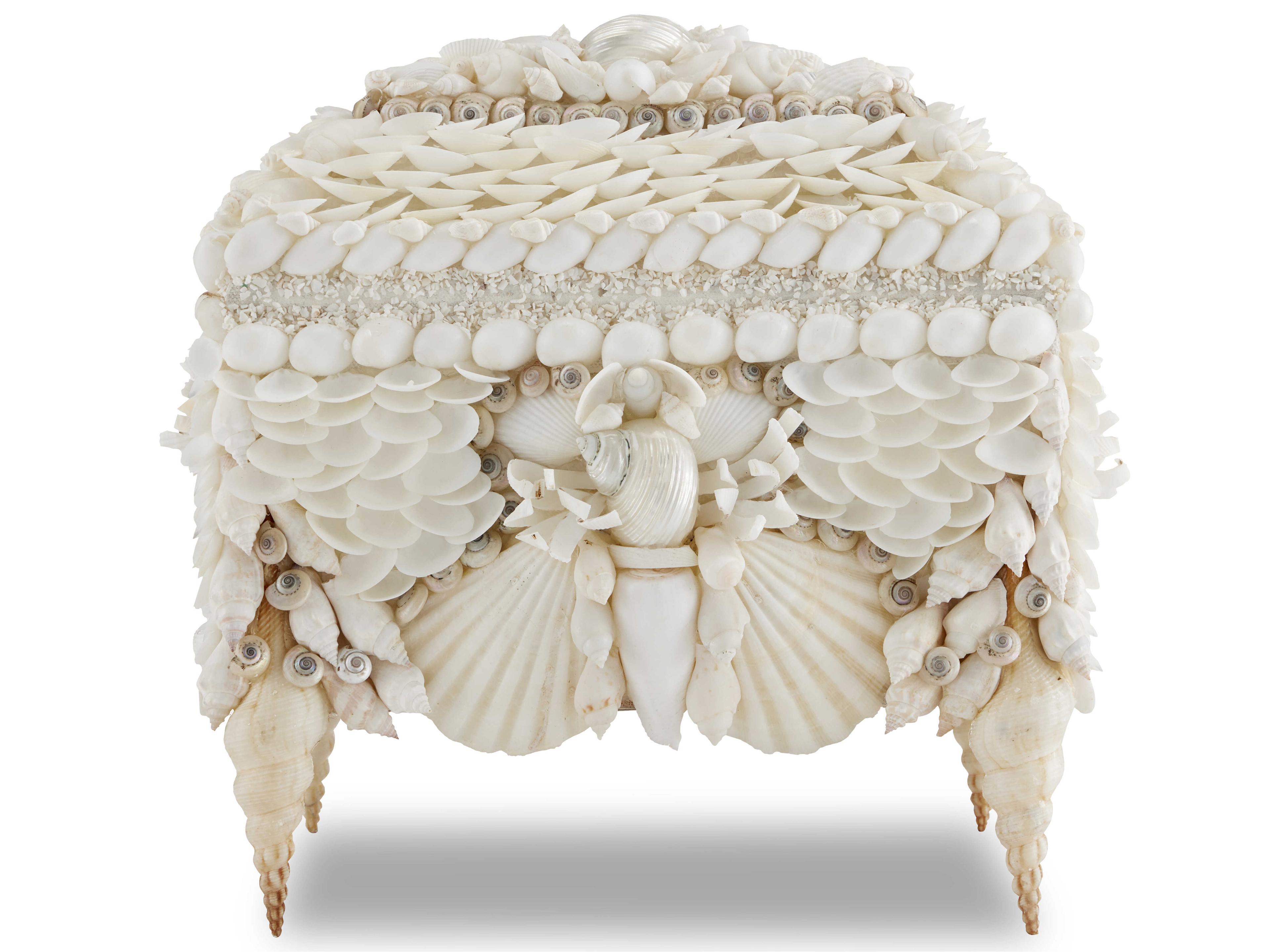 Currey & Company Boardwalk White Shell Jewelry Box