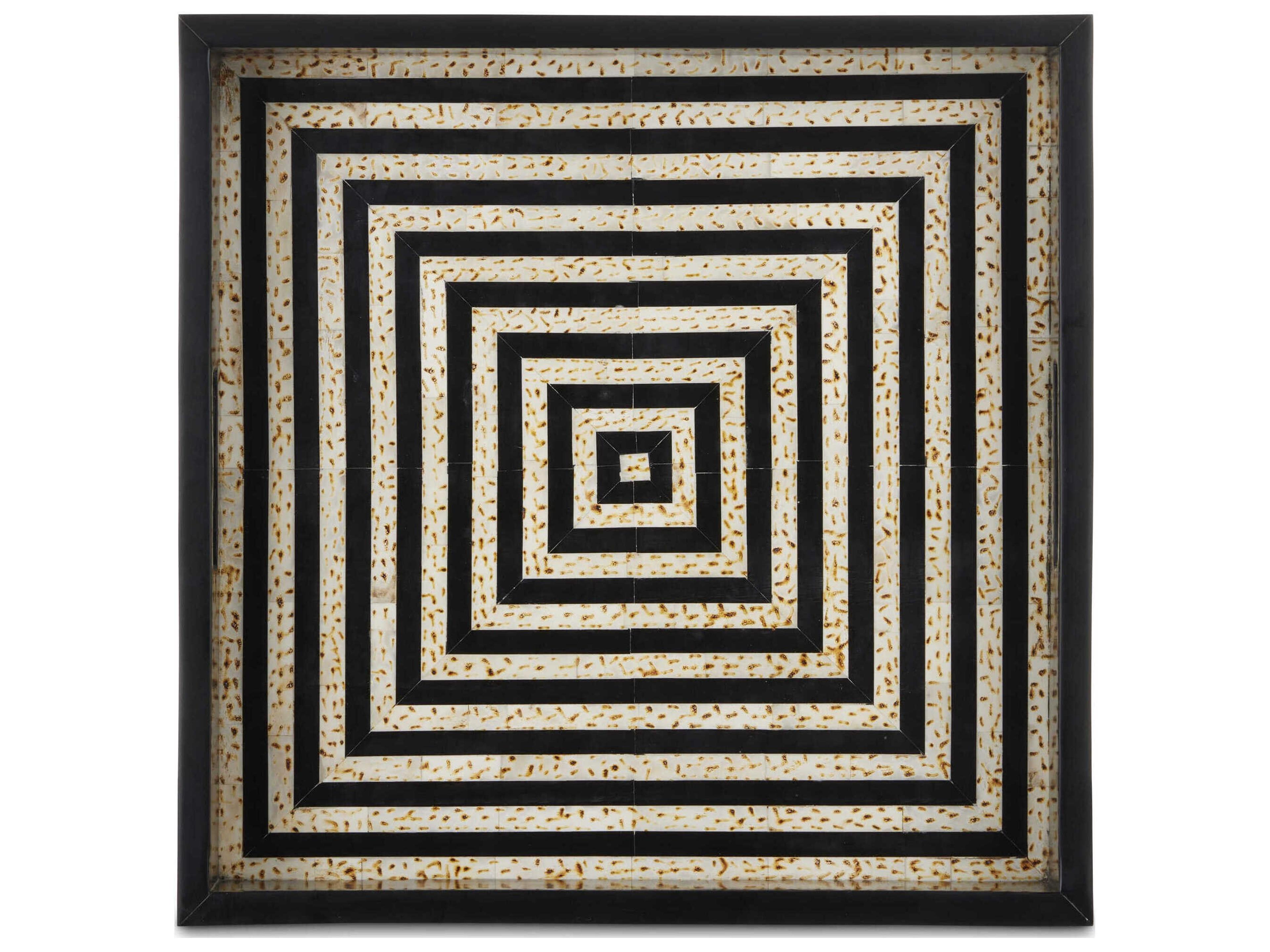 Currey & Company Taurus Black / White Taurus Tray Set of 2