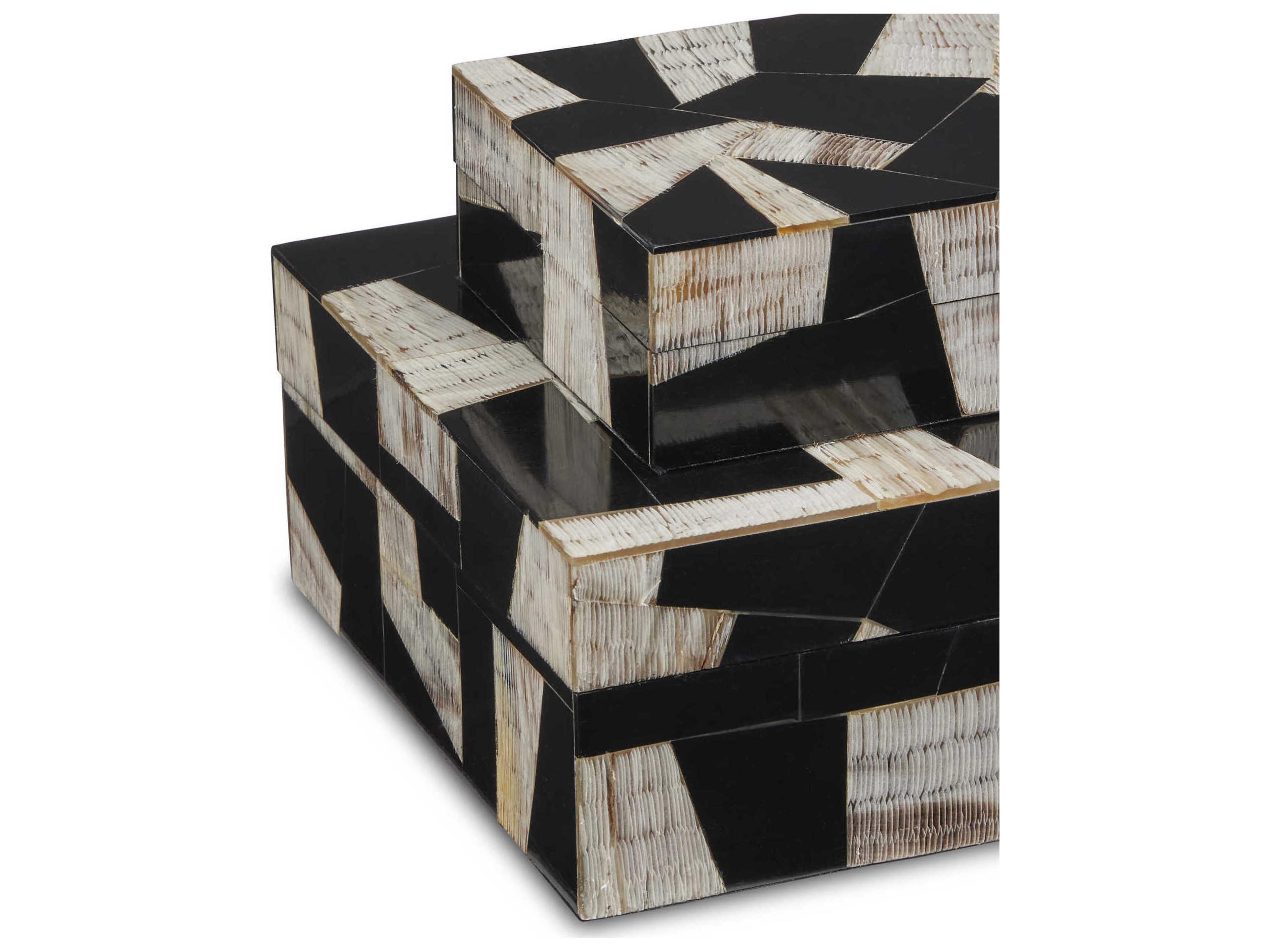 Currey & Company Natural / Black / Linen Bindu Box Set of 2