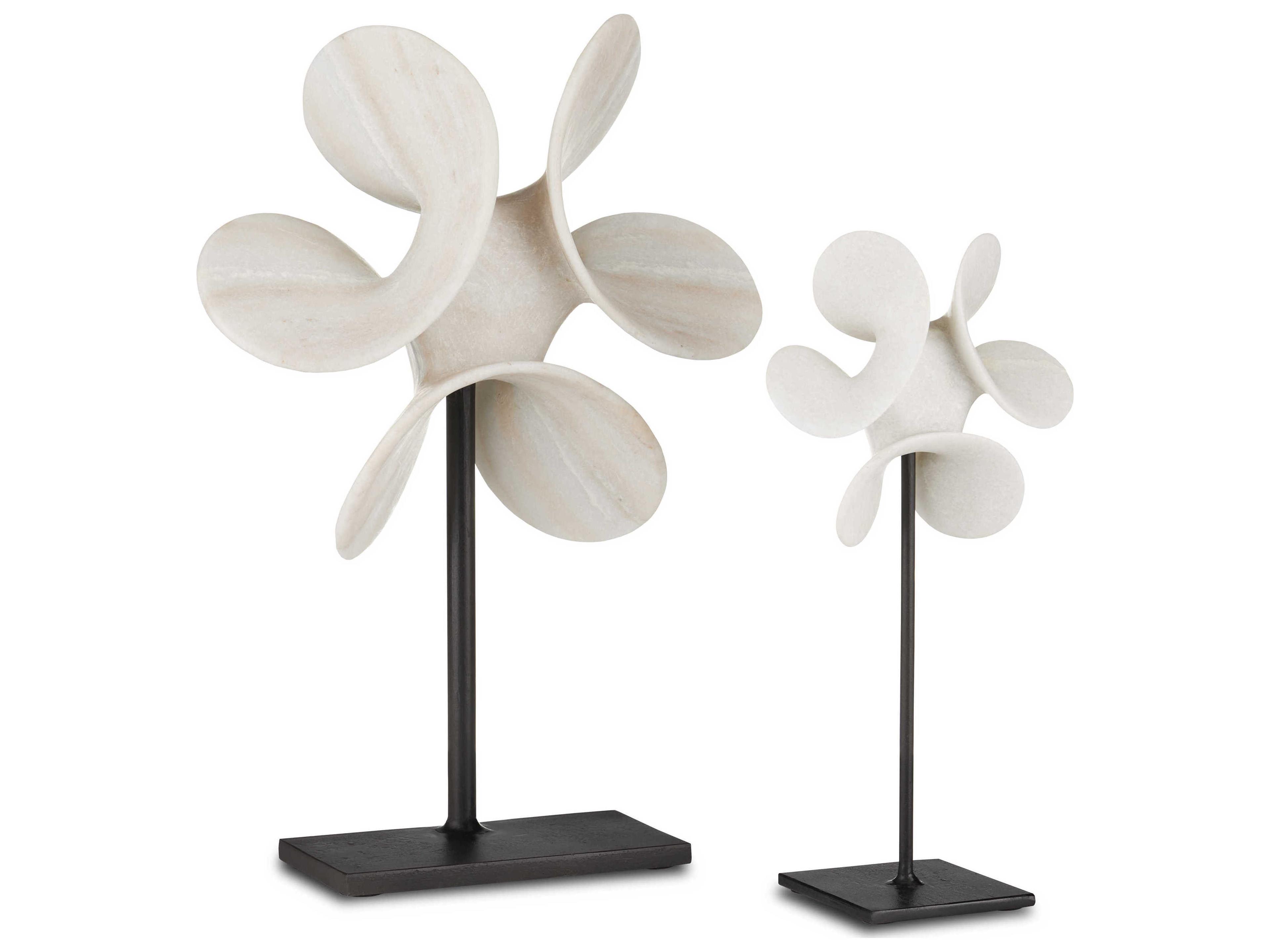 Currey & Company Natural / Black 14" High Helice Marble Ring Sculpture