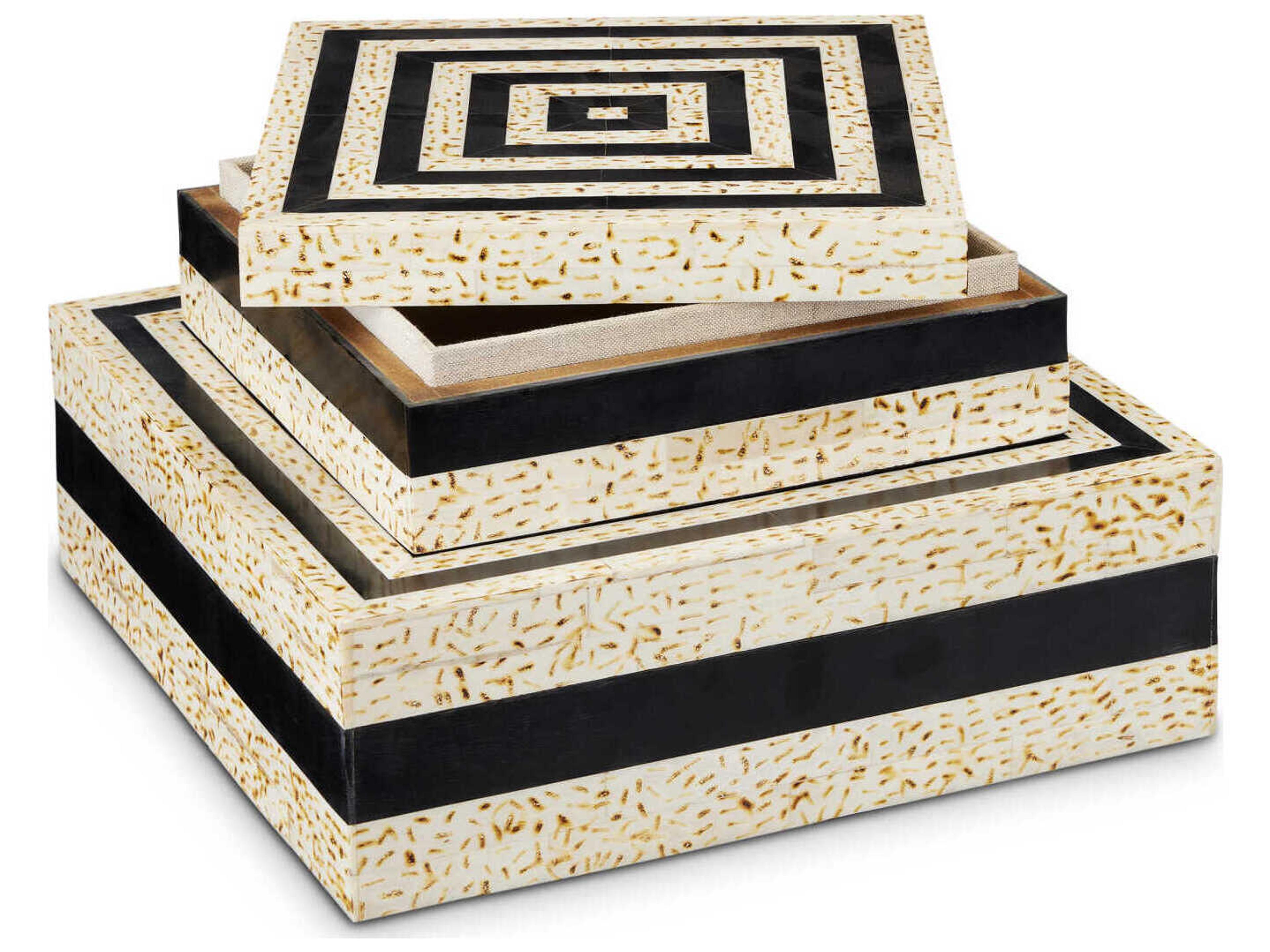 Currey & Company Taurus Natural / Black Storage Case Set of 2