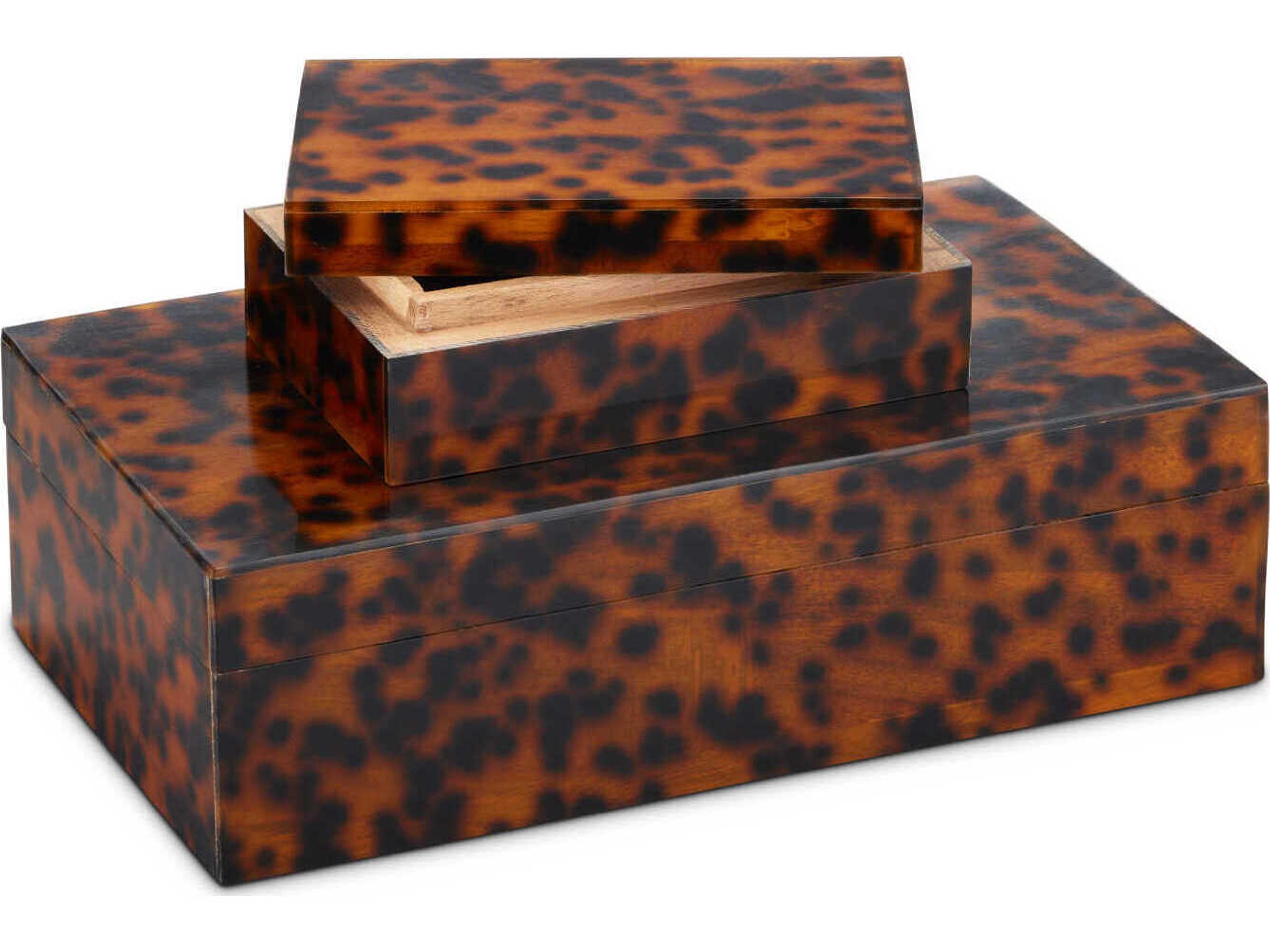 Currey & Company Faux Tortoise Brown / Black Storage Case Set of 2