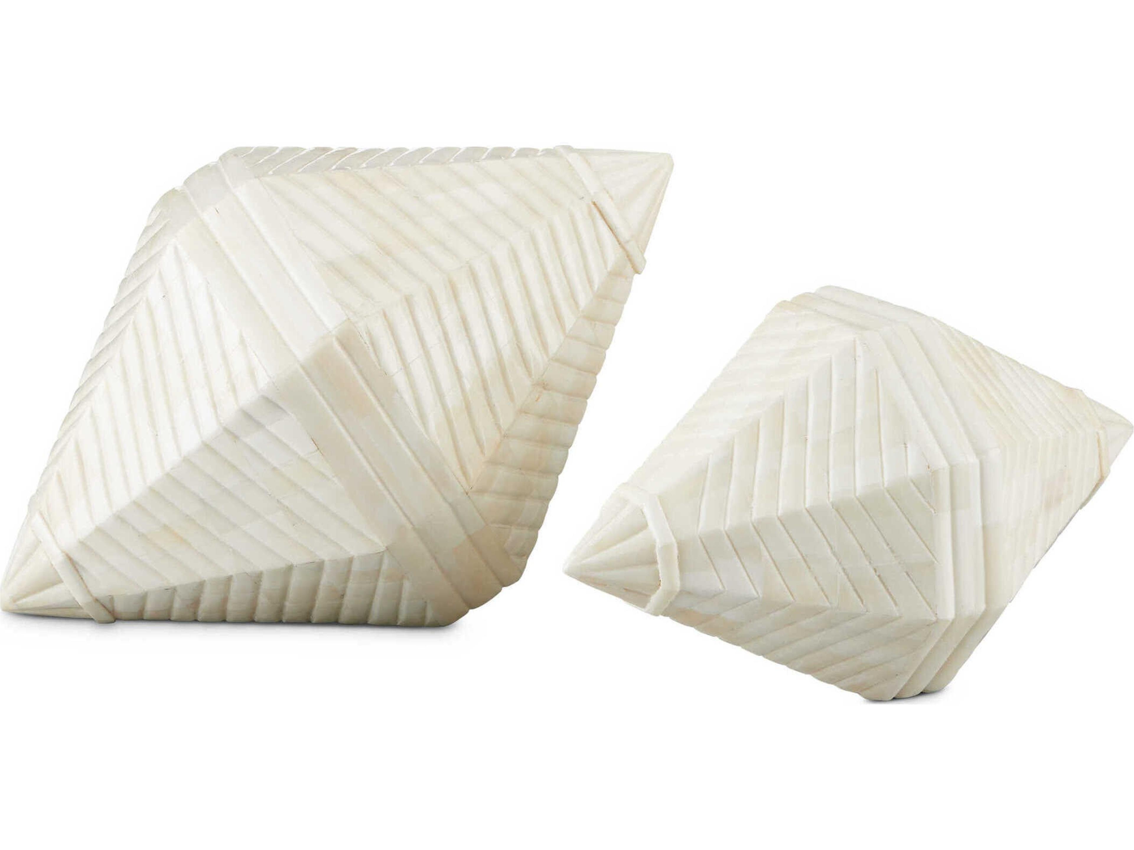 Currey & Company Pavi Bone Prism Sculpture Set of 2