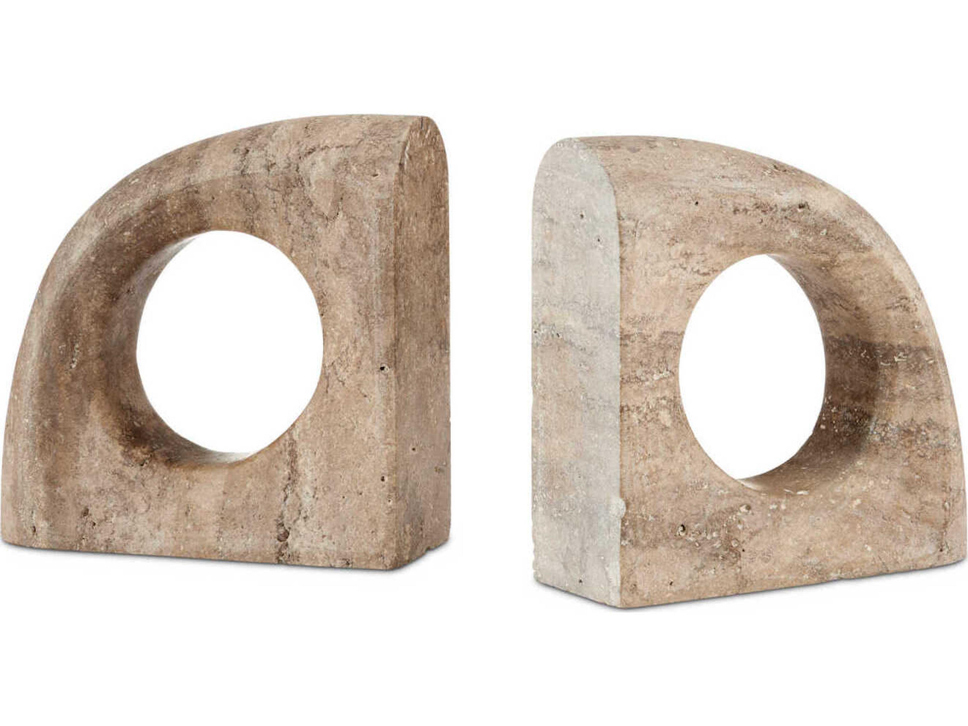 Currey & Company Russo Travertine Object Sculpture Set of 2