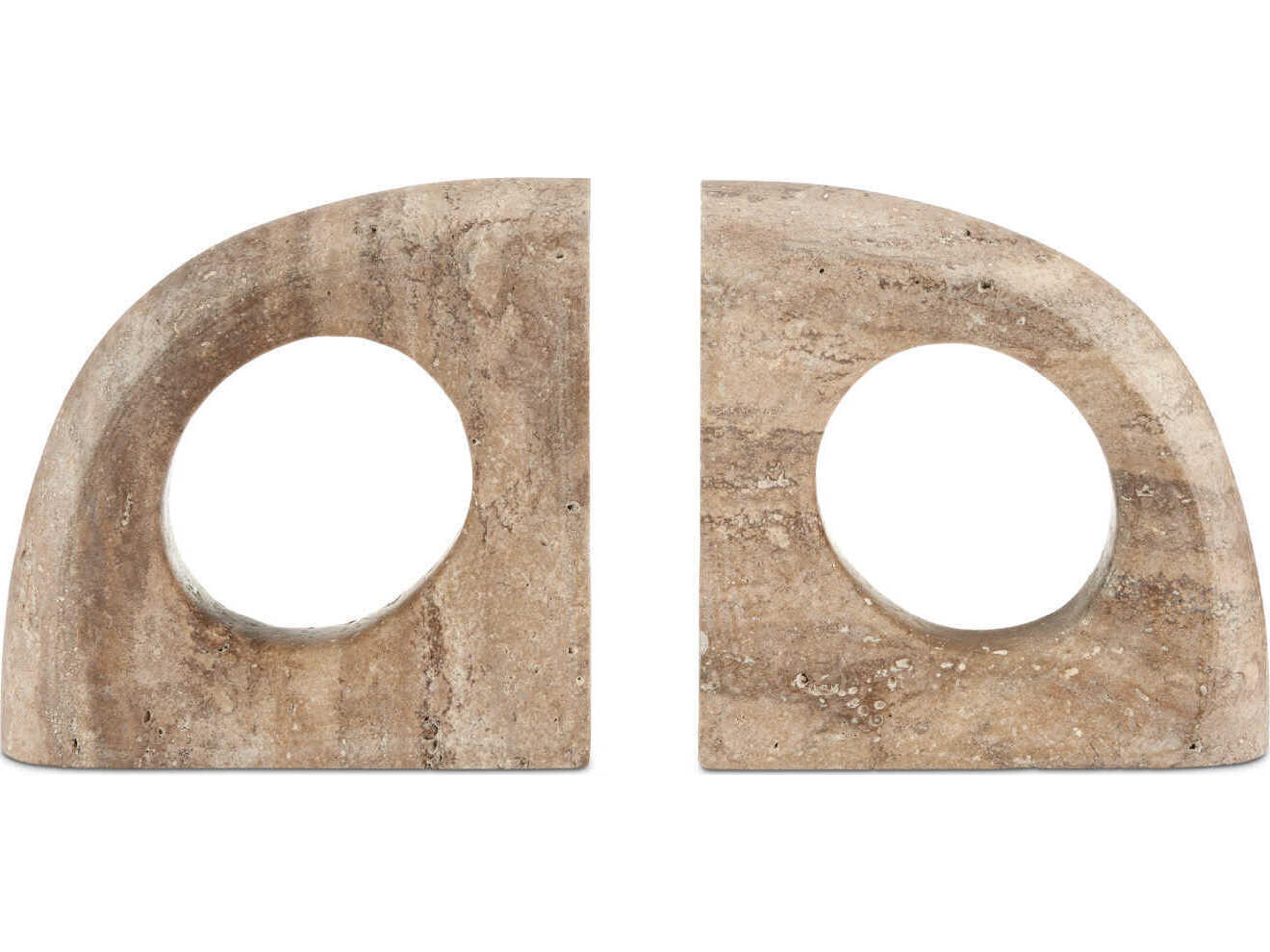 Currey & Company Russo Travertine Object Sculpture Set of 2