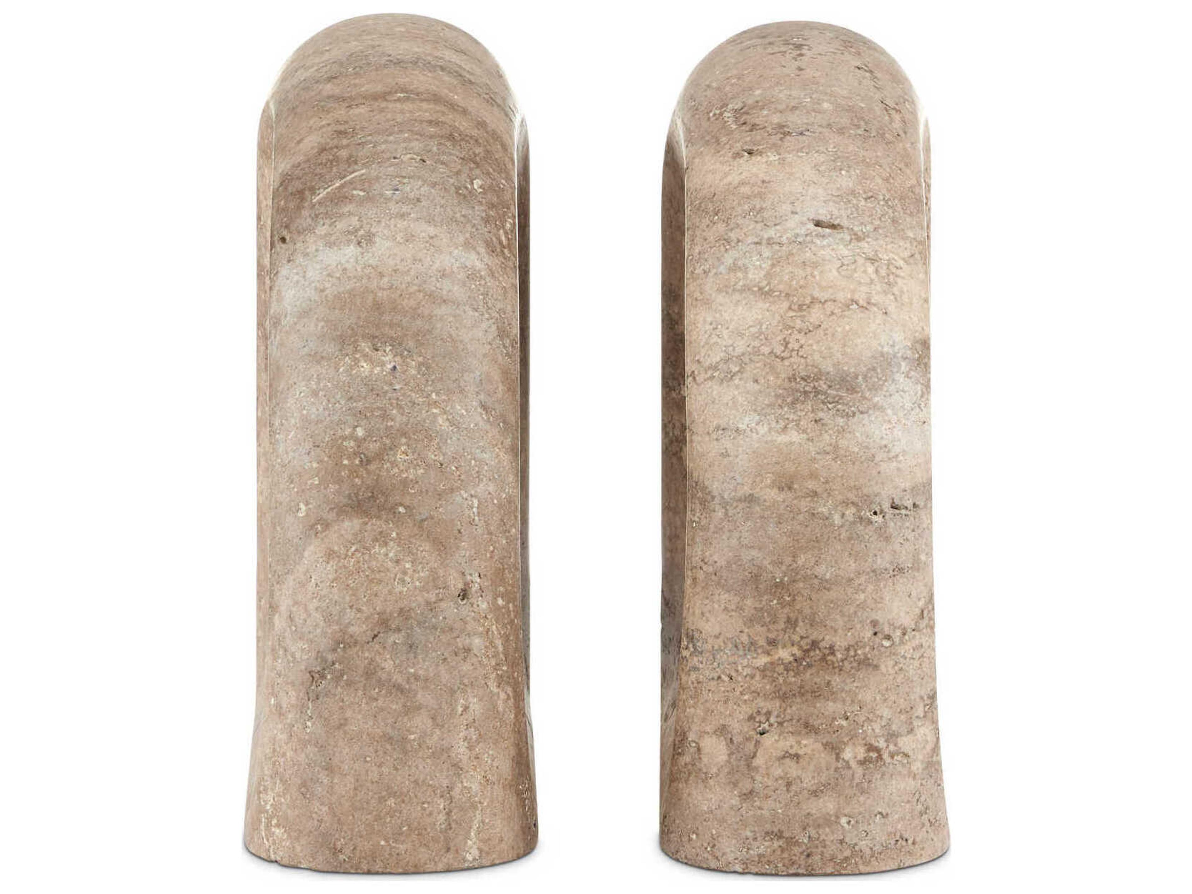 Currey & Company Russo Travertine Object Sculpture Set of 2