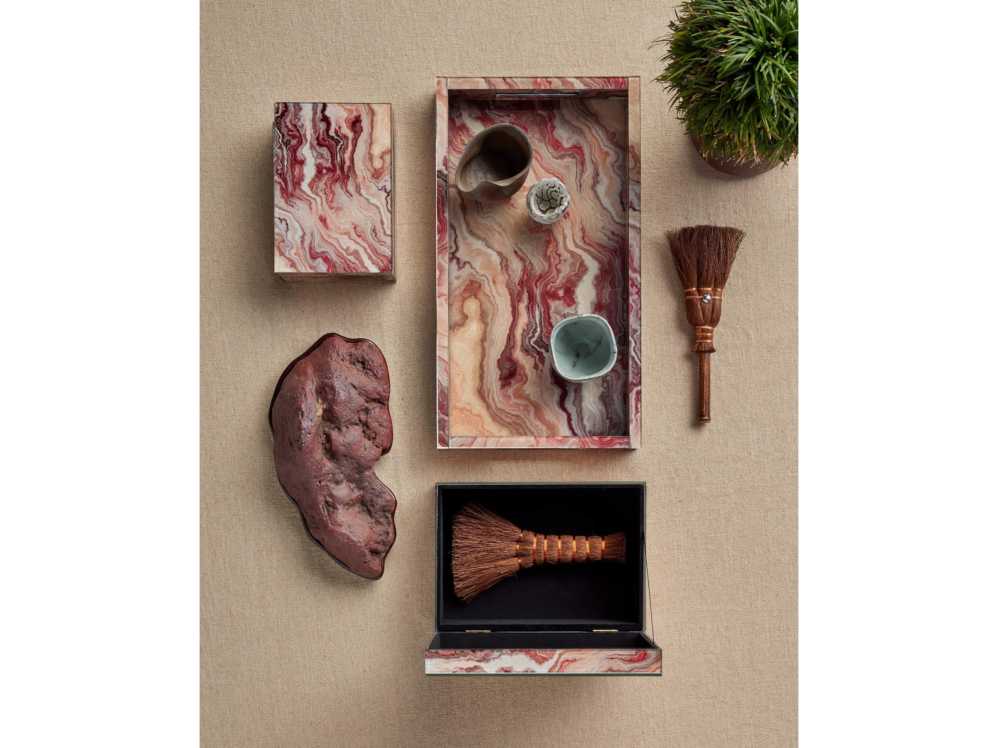 Currey & Company Red Swirl Interstellar Tray