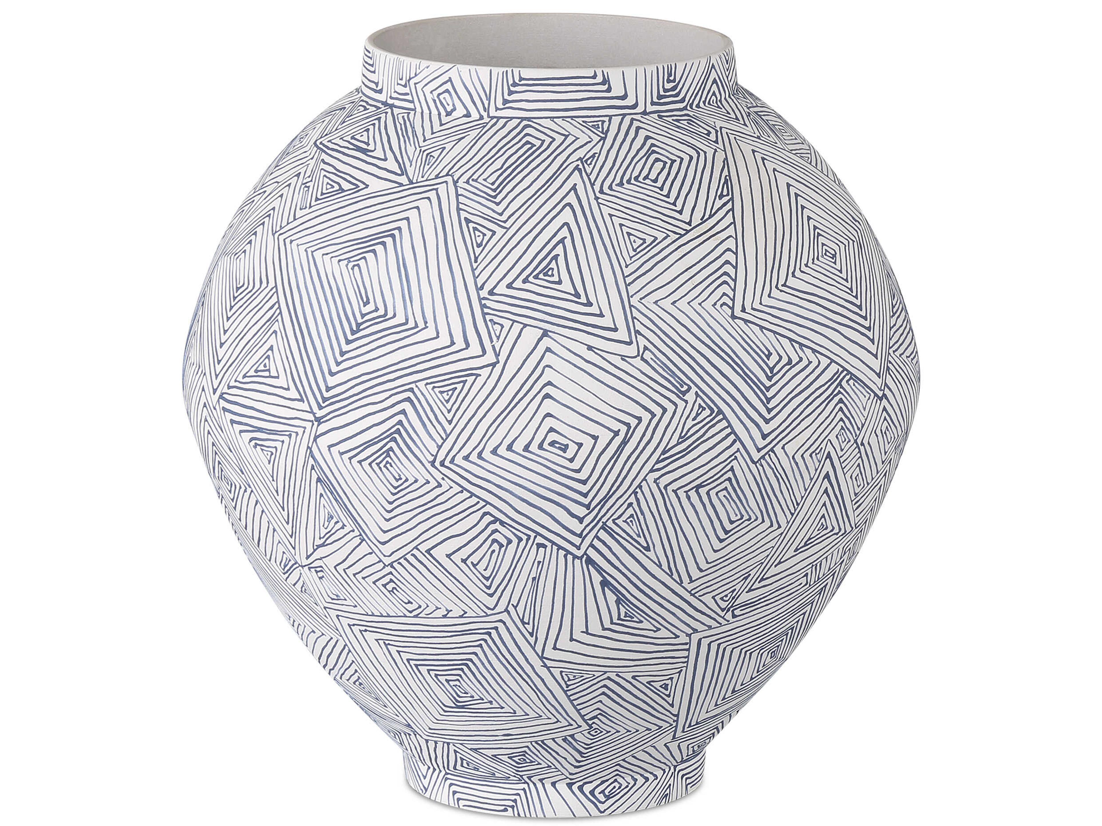 Currey & Company Blue White Vase
