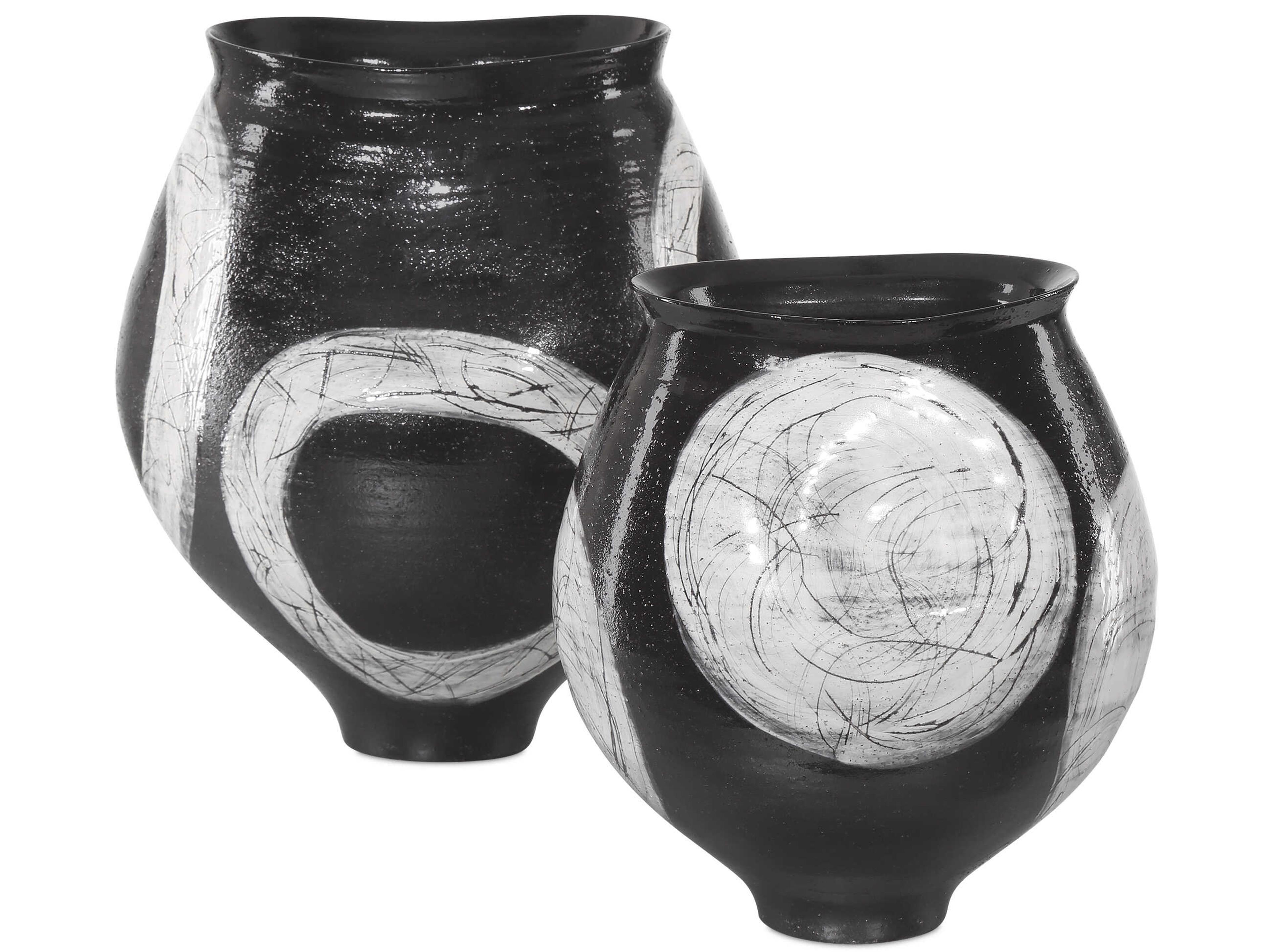 Currey & Company Satori Black Light Gray Vase