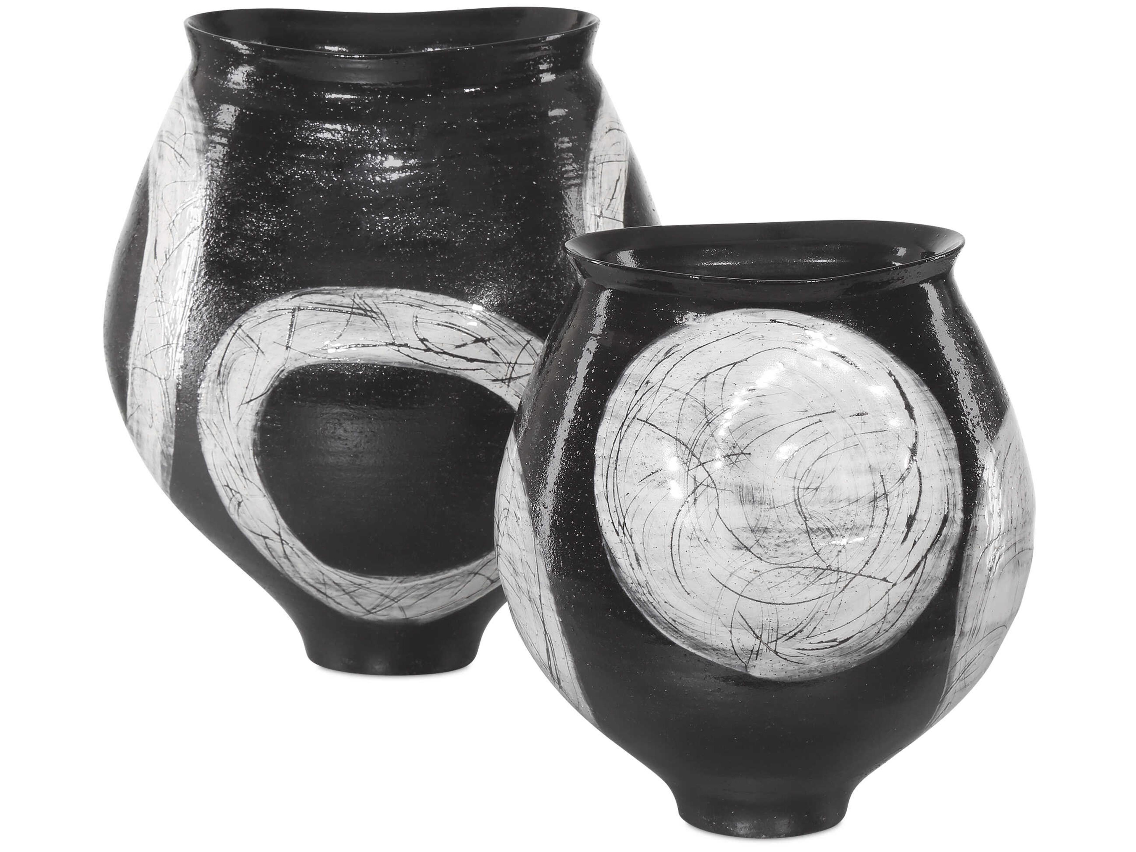 Currey & Company Nakamura Black Light Gray Vase