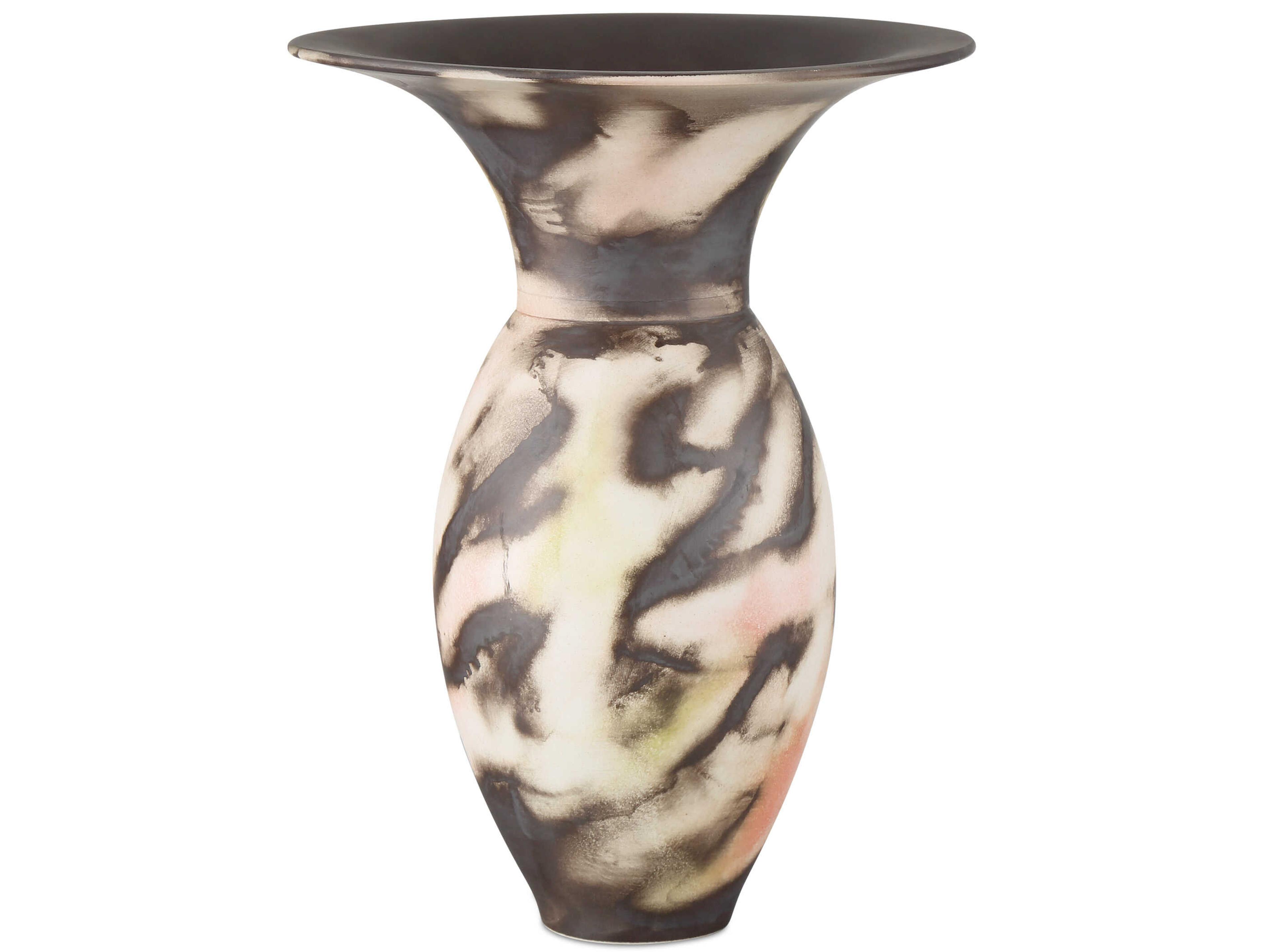 Currey & Company Celestial Black White Pale Green Red Vase