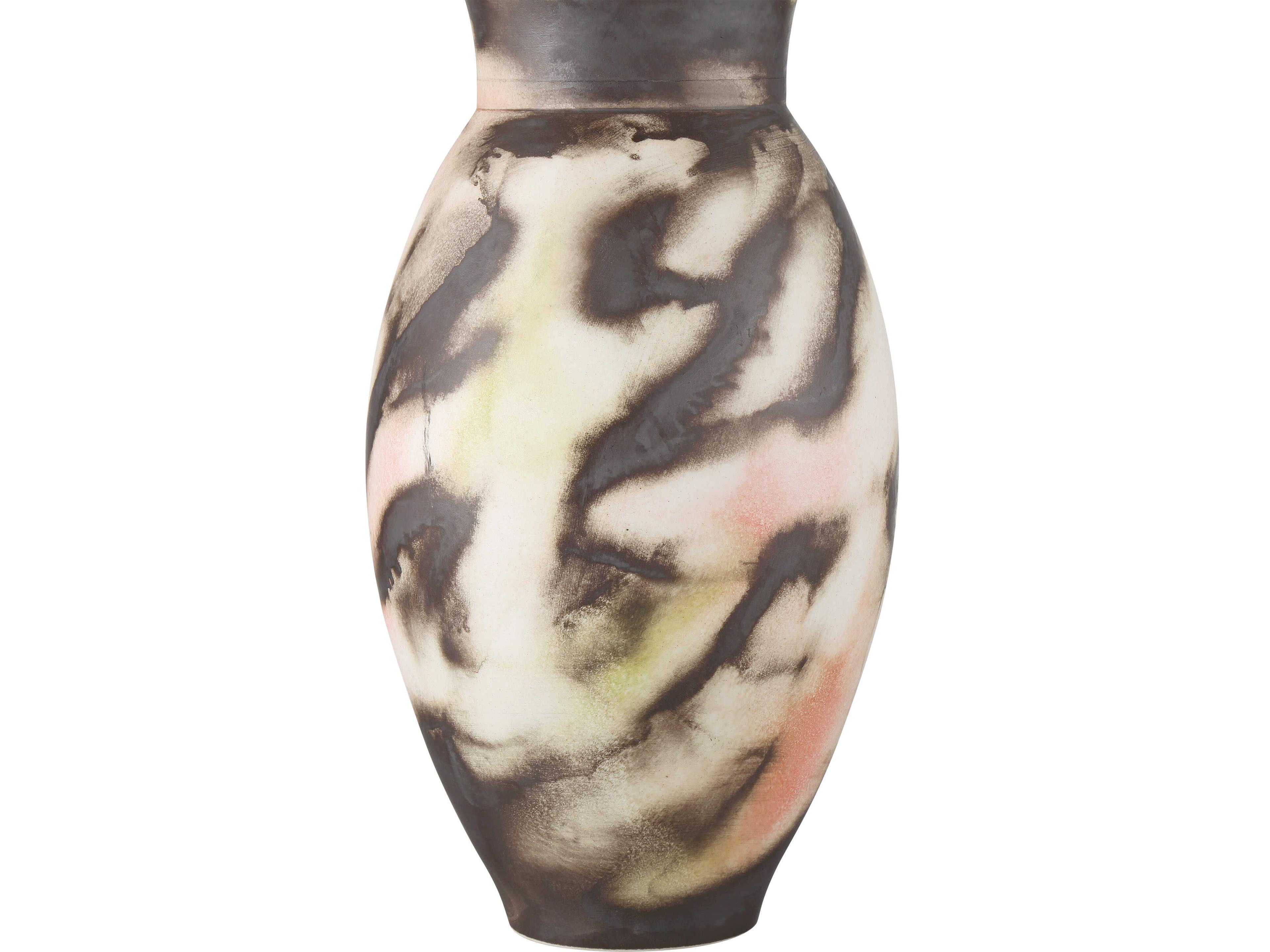 Currey & Company Celestial Black White Pale Green Red Vase