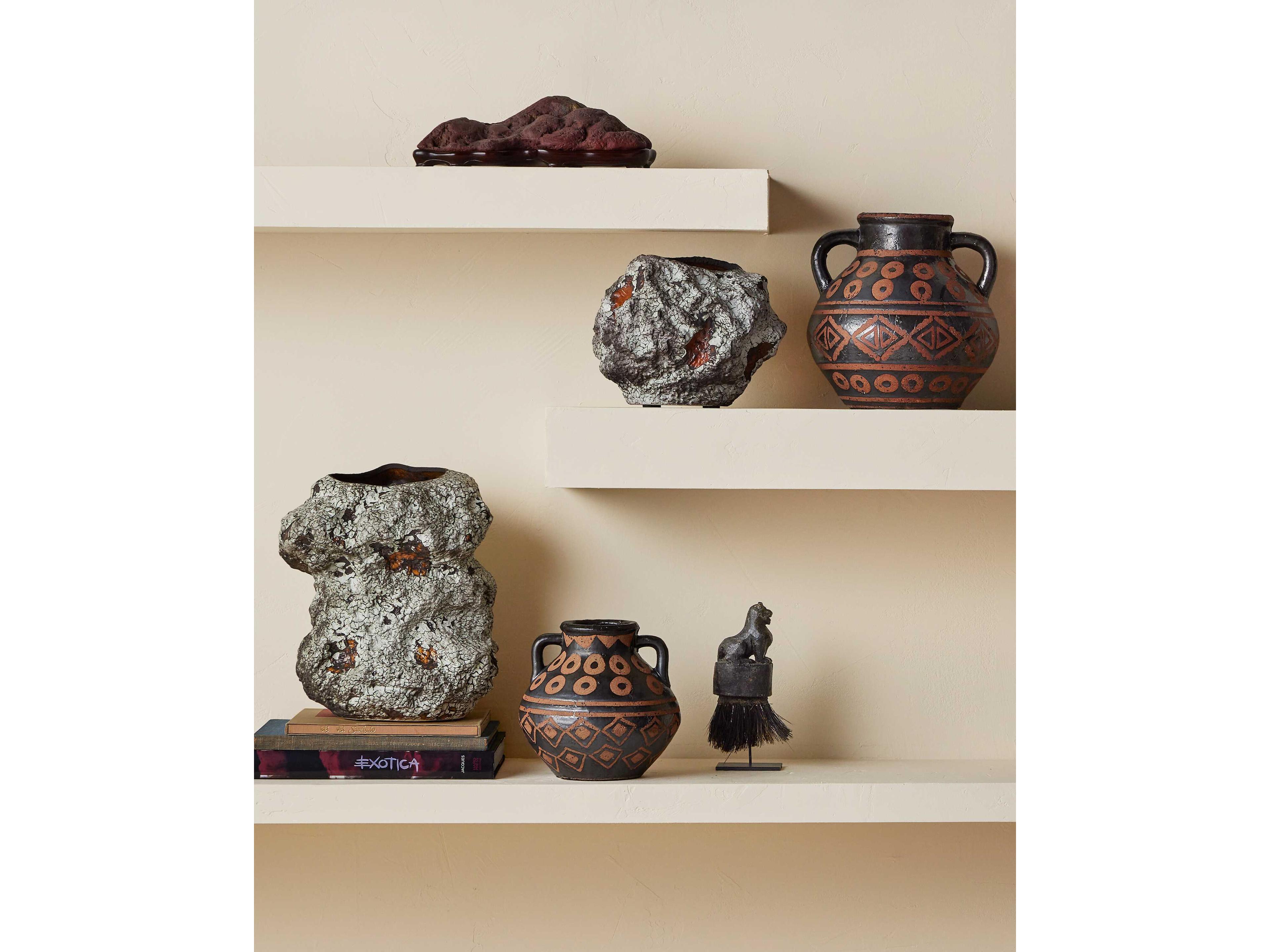 Currey & Company Nought Black Brown Vase Set of 2