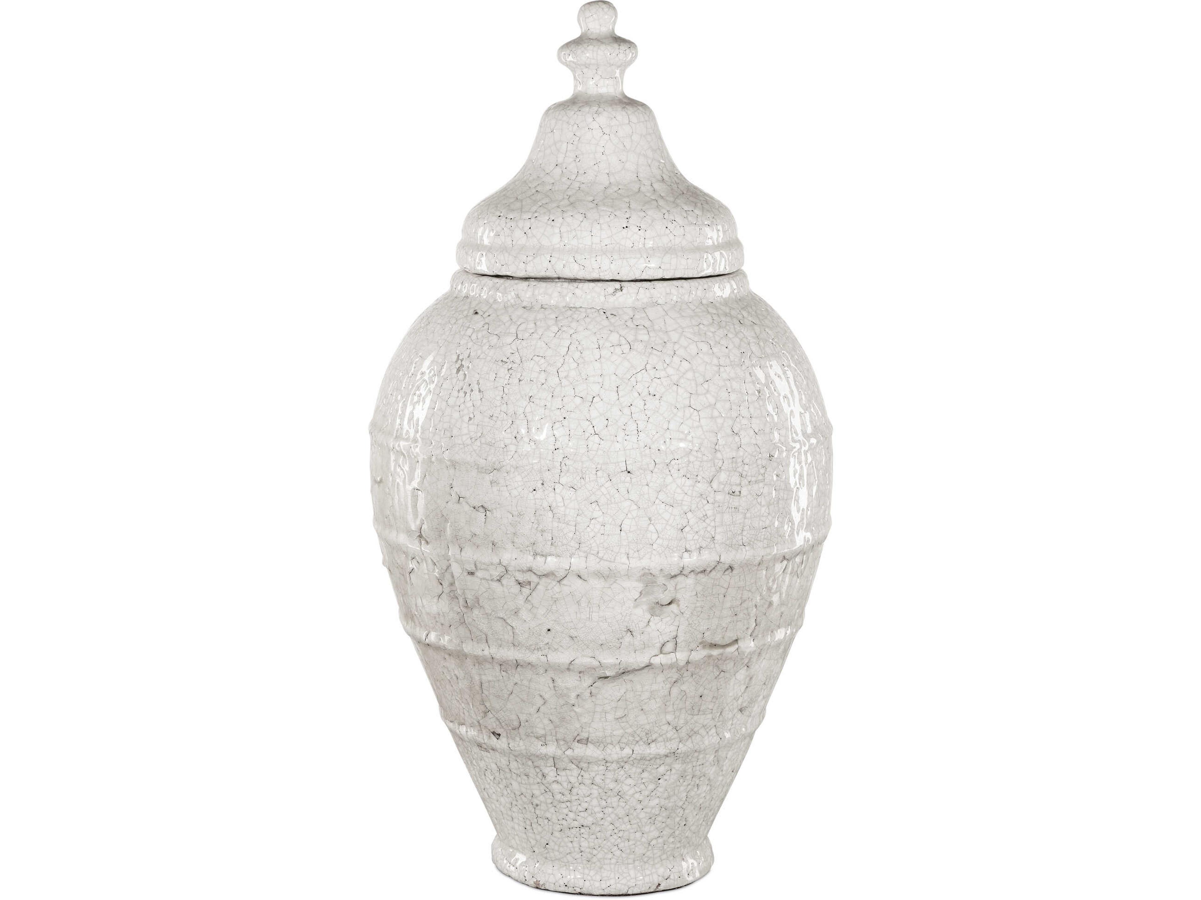 Currey & Company Virginal Antique White Jar