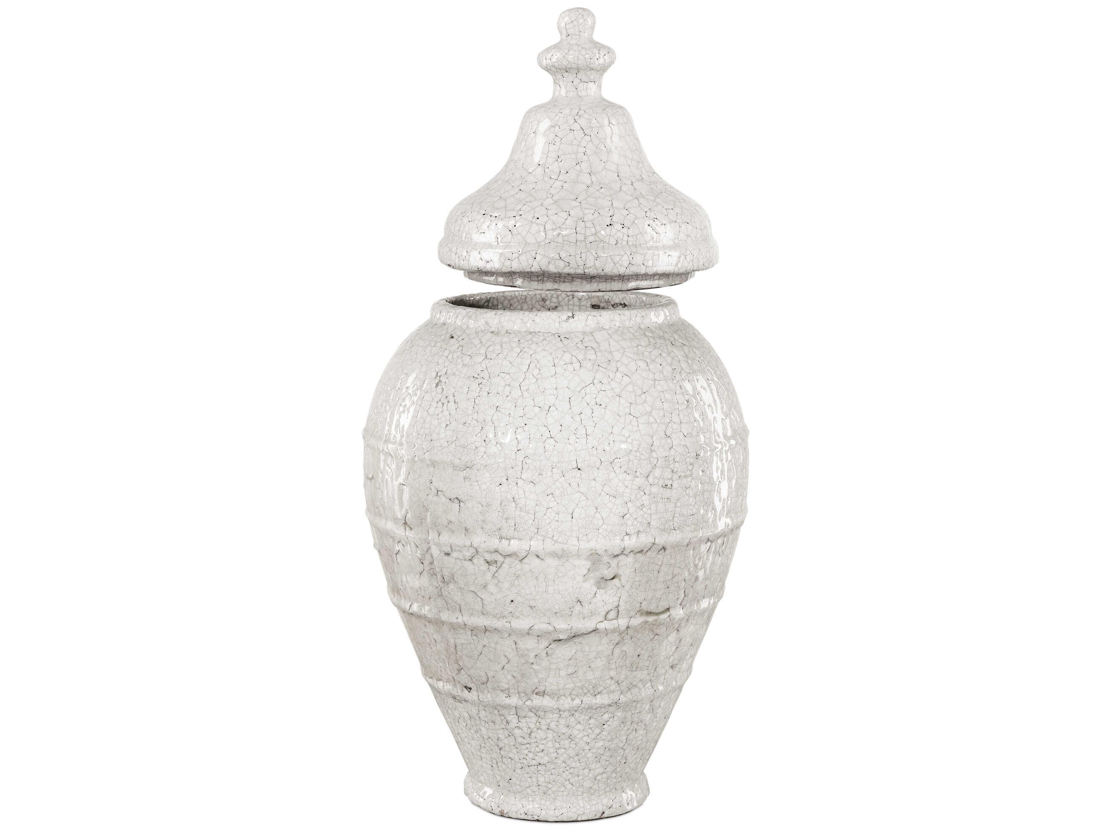 Currey & Company Virginal Antique White Jar