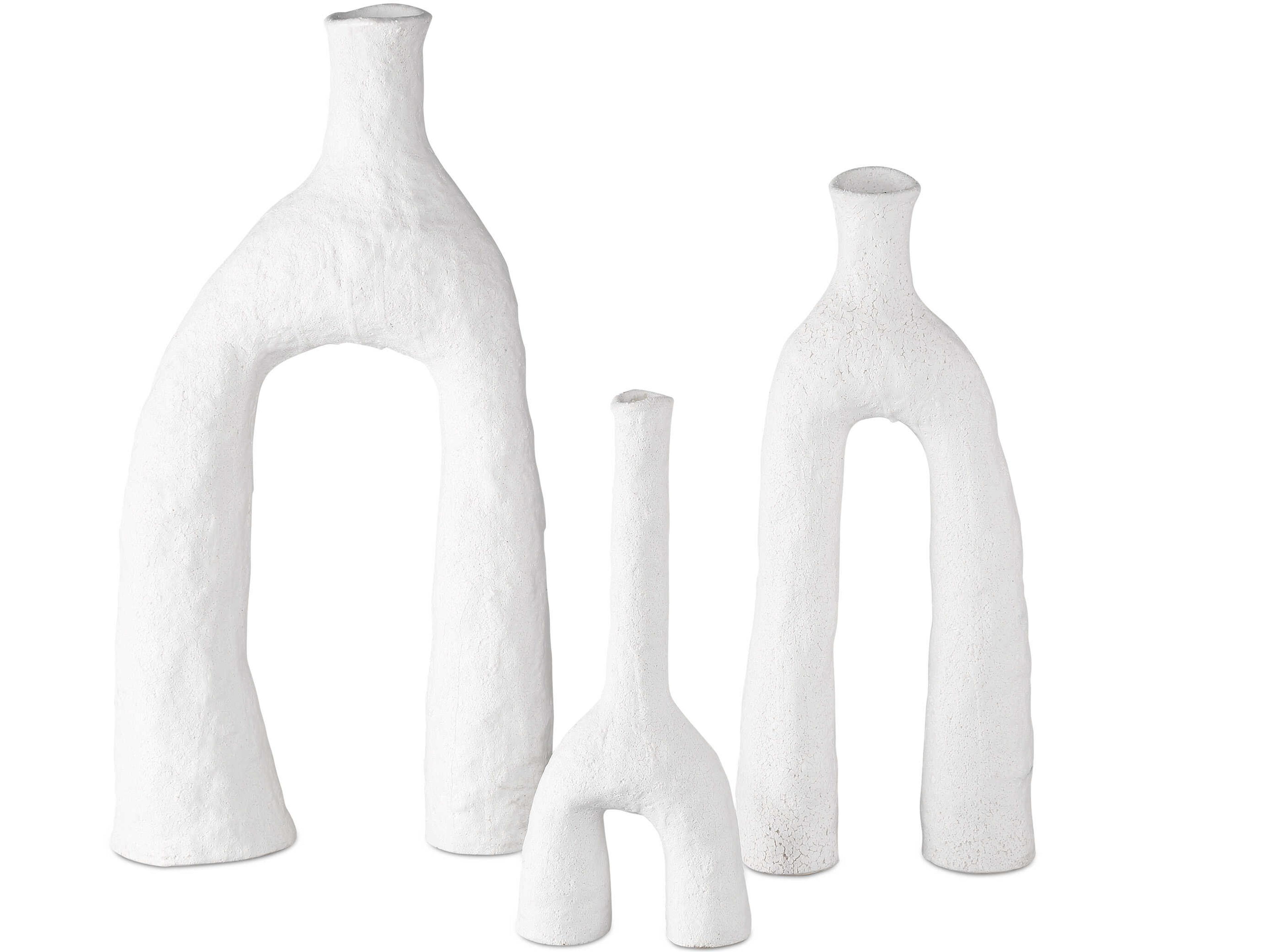 Currey & Company Zante Matte White Vase Set of 3