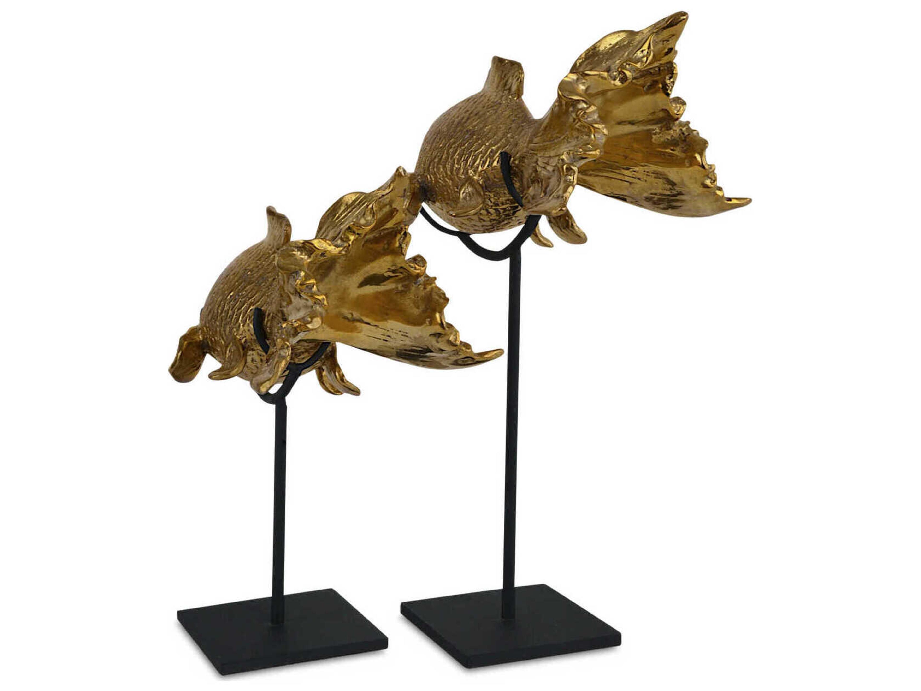 Currey & Company Goldfish Sculpture Set of 2