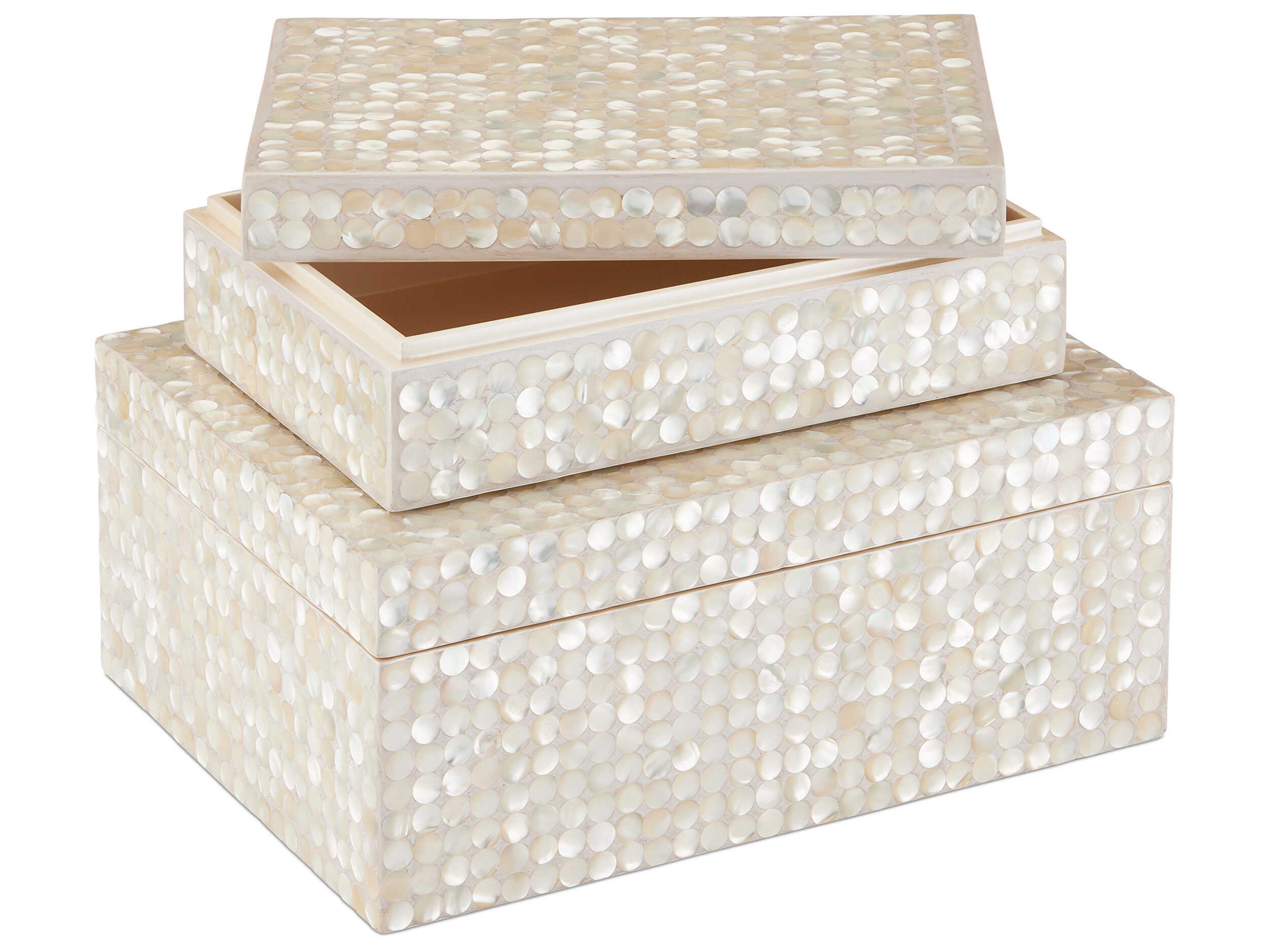 Currey & Company Natural Cream Gerri Dot Box Set of 2