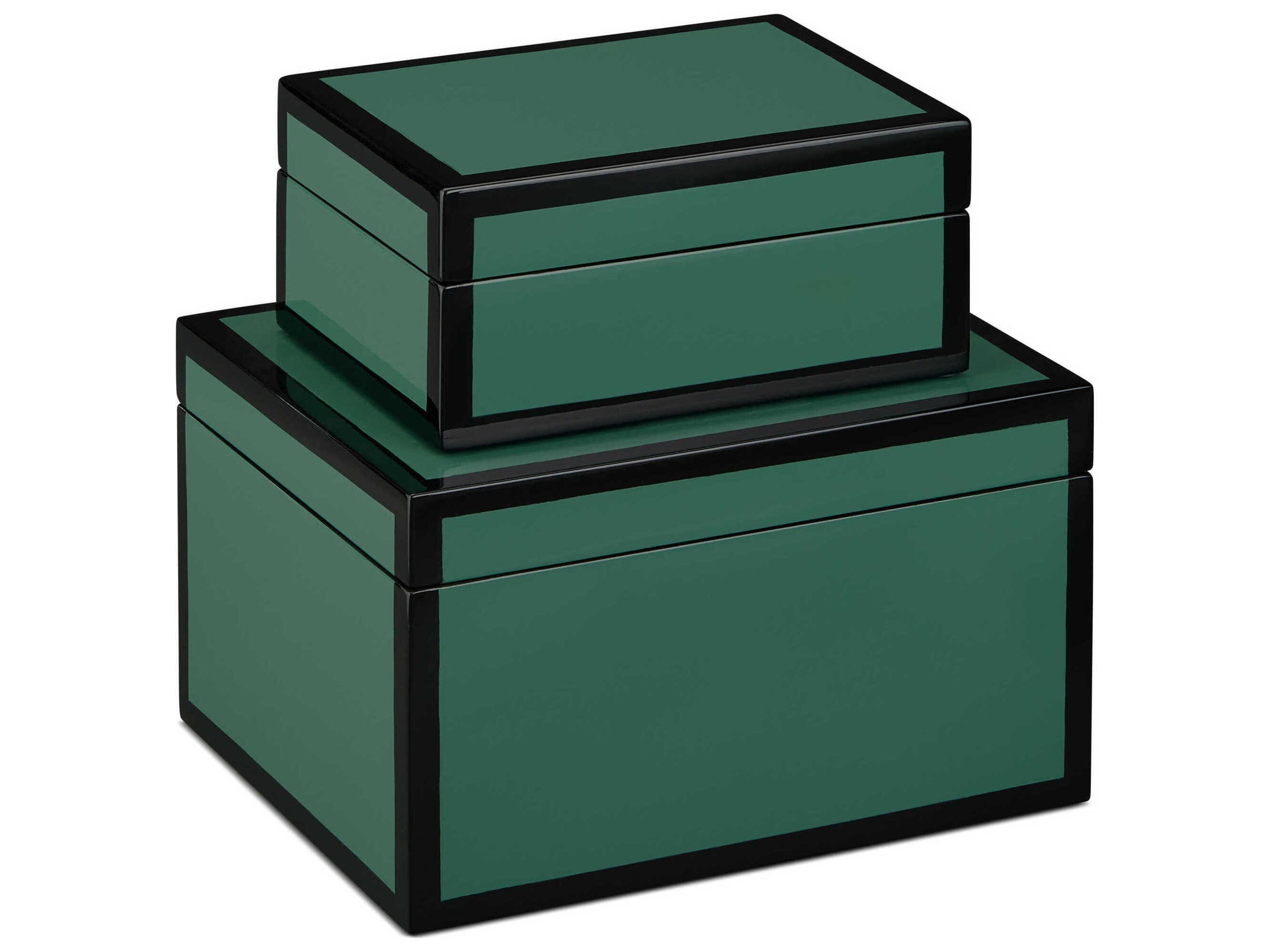 Green Lacquer Box Set of 2