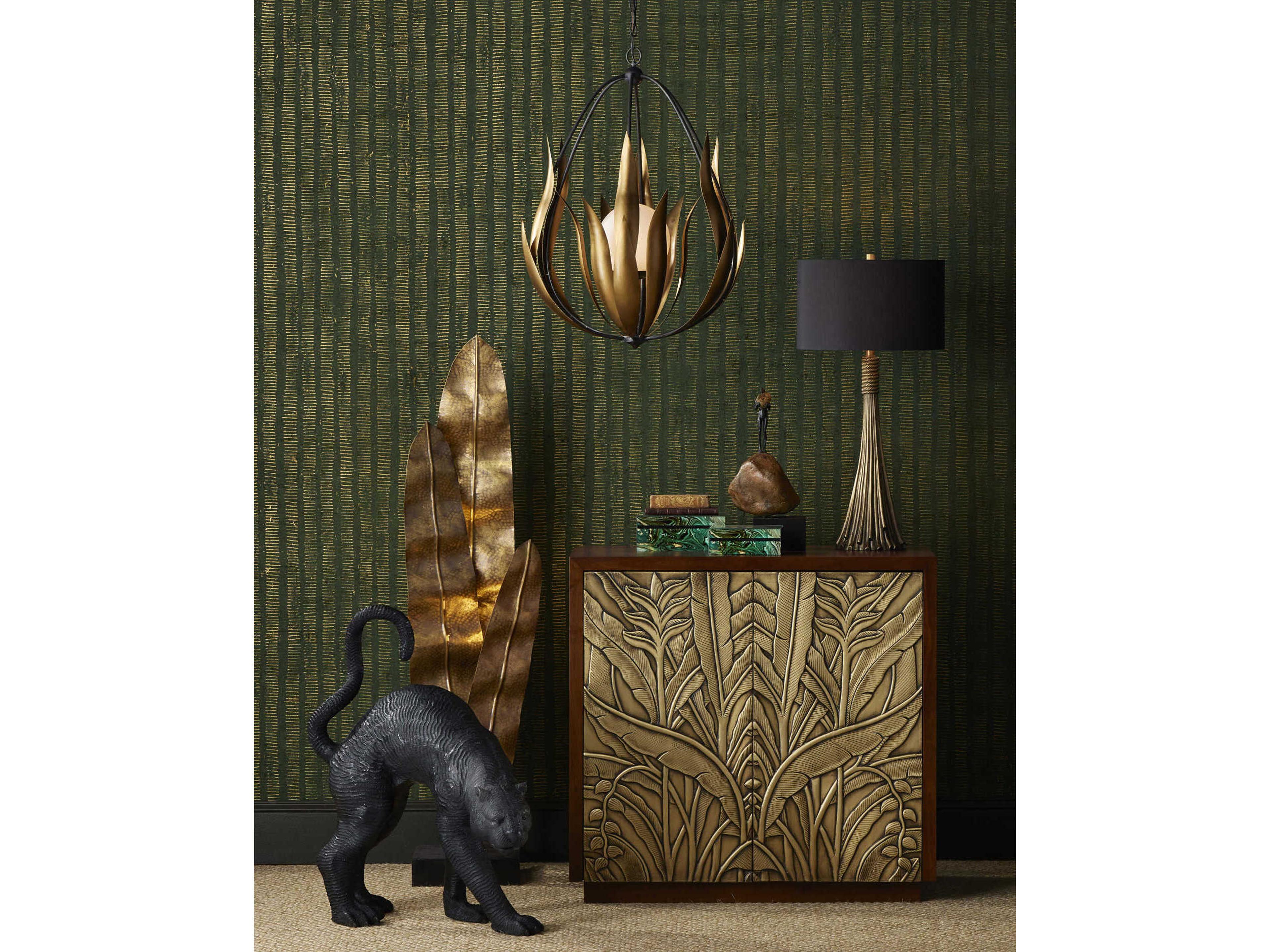 Currey & Company Standing Black Panther Sculpture