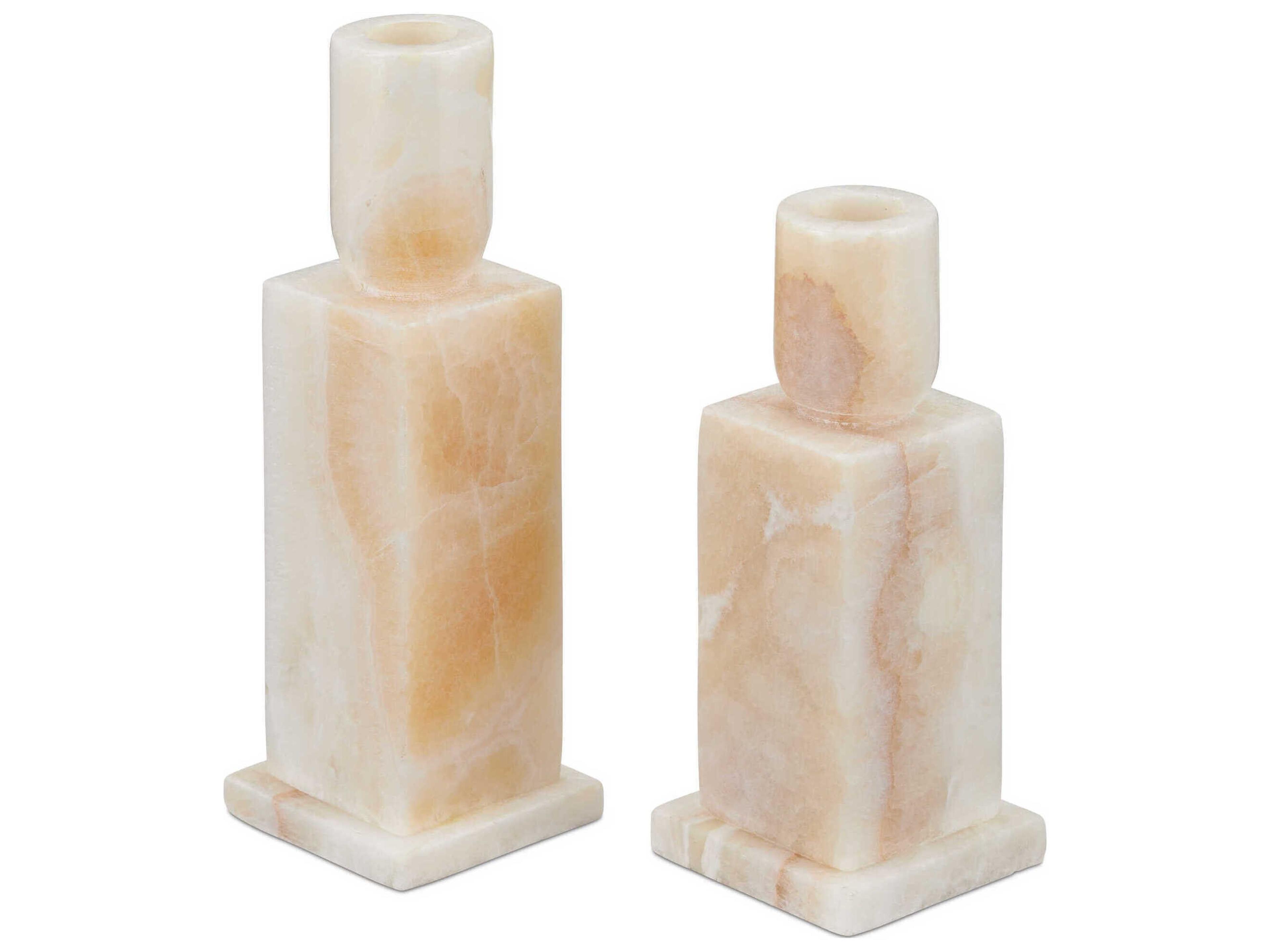 Currey & Company Lithos Ivory Candle Holder (Set of 2)