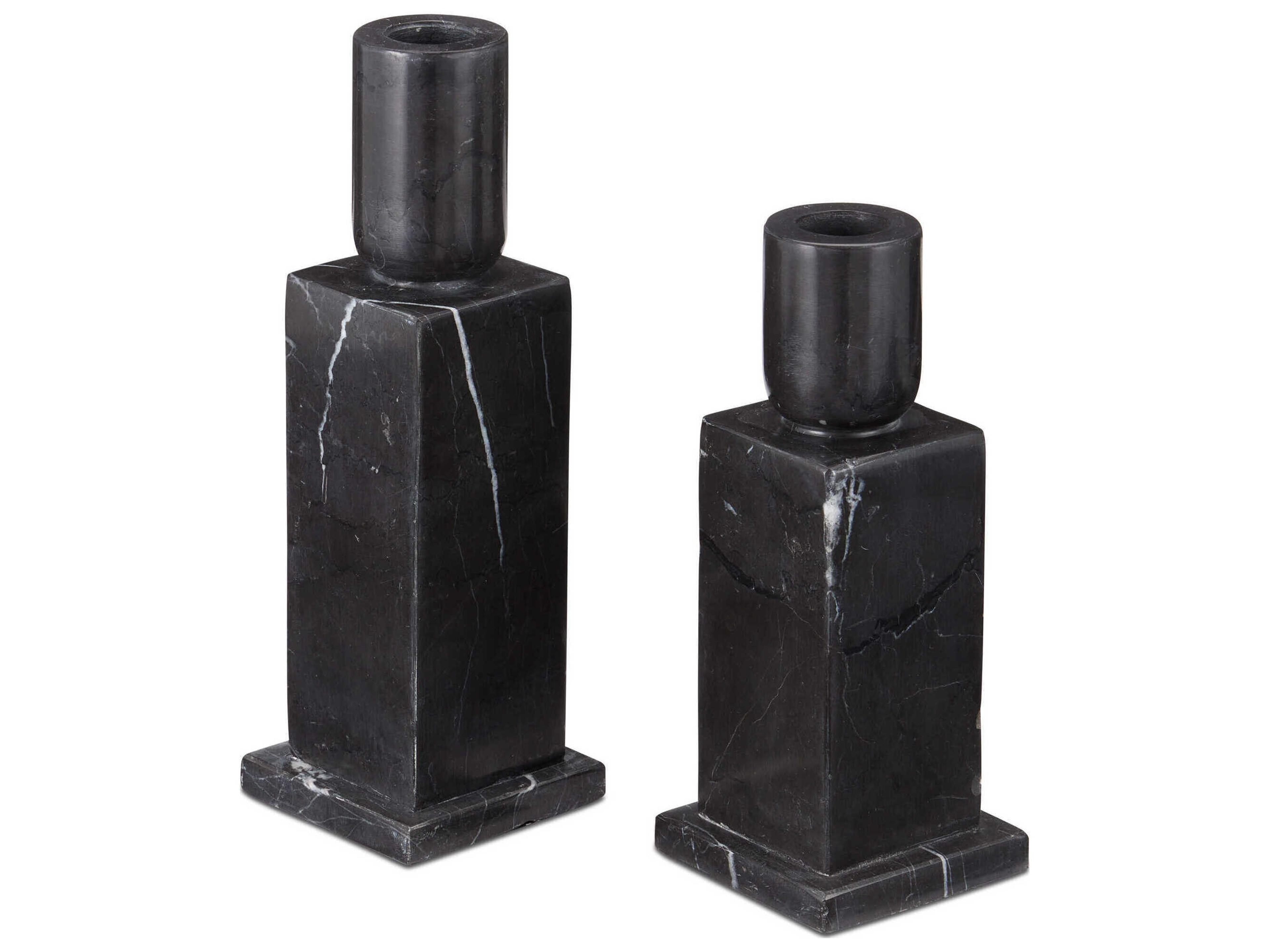 Lithos Black Candle Holder (Set of 2)