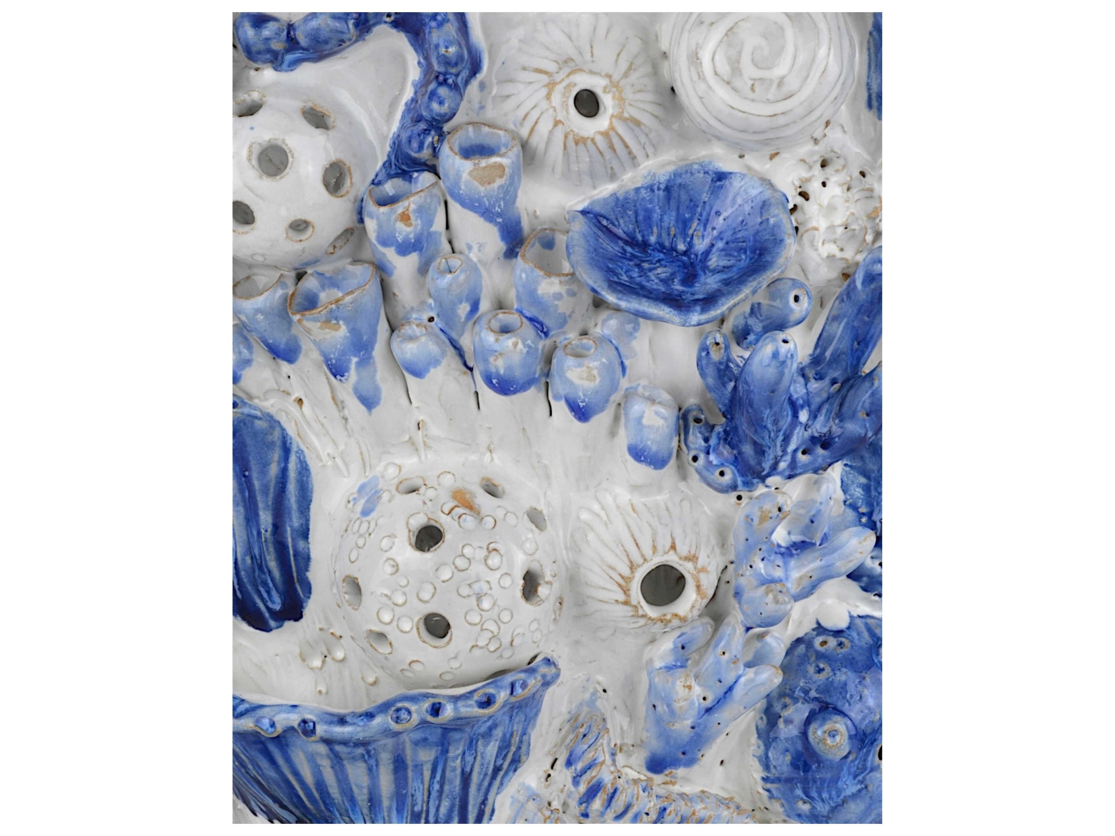 Currey & Company Coral Reef White Blue Vase