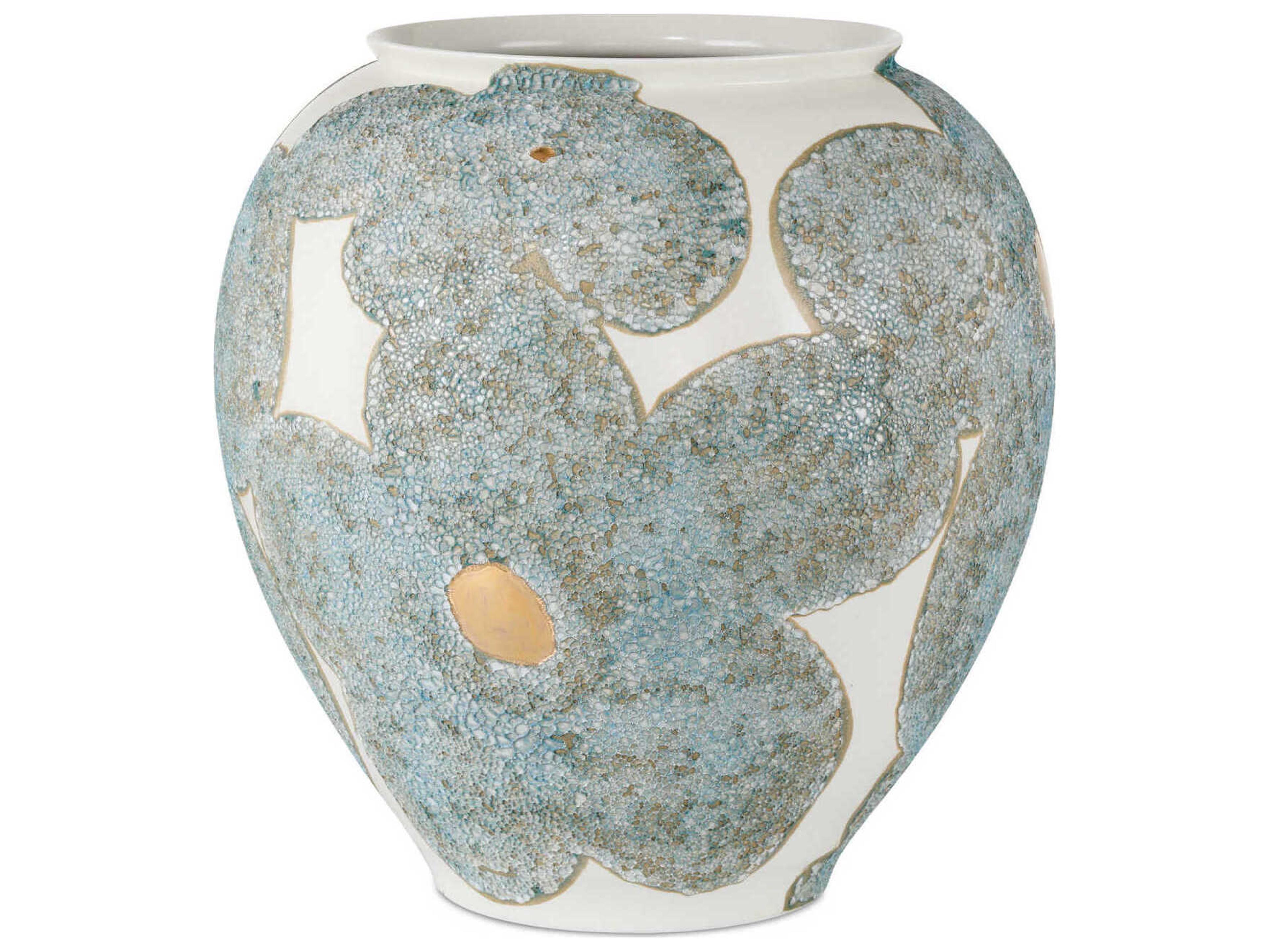 Currey & Company Bloom Blue Ivory Vase
