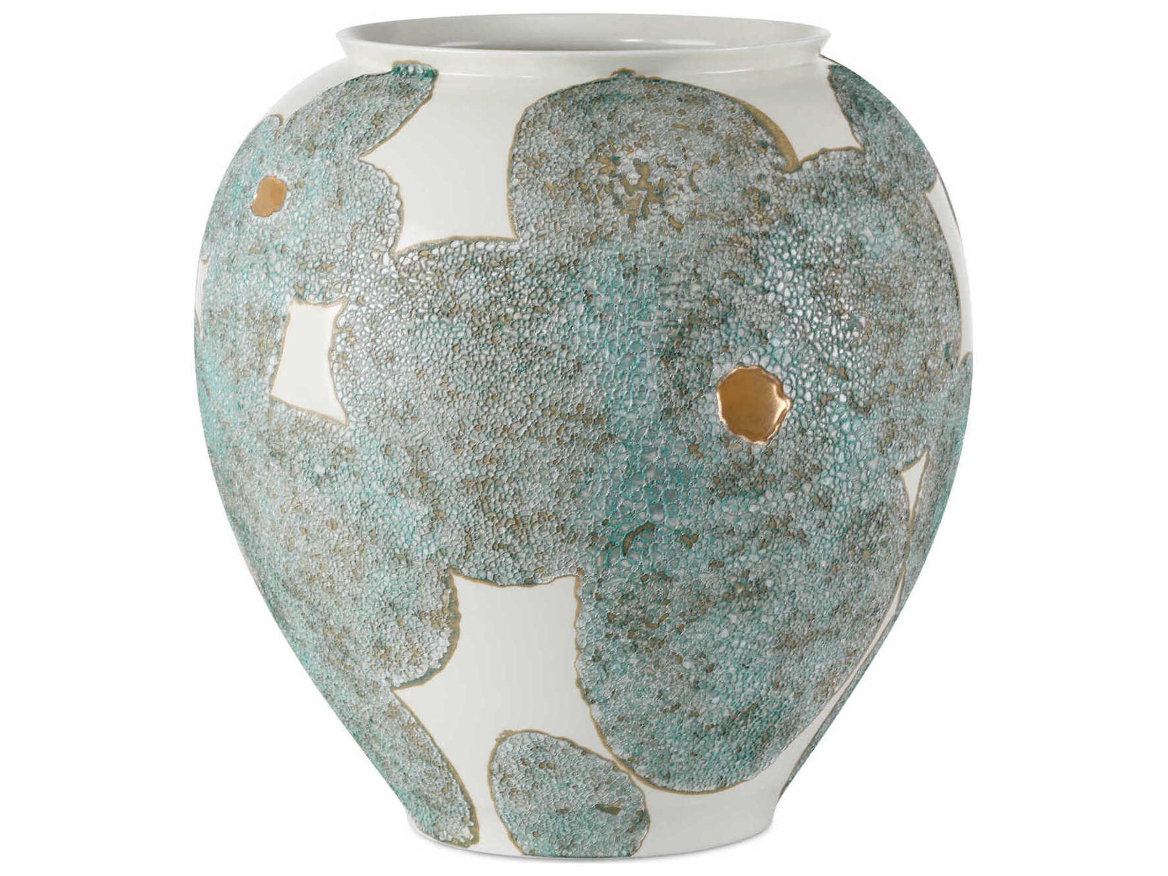 Currey & Company Bloom Blue Ivory Vase