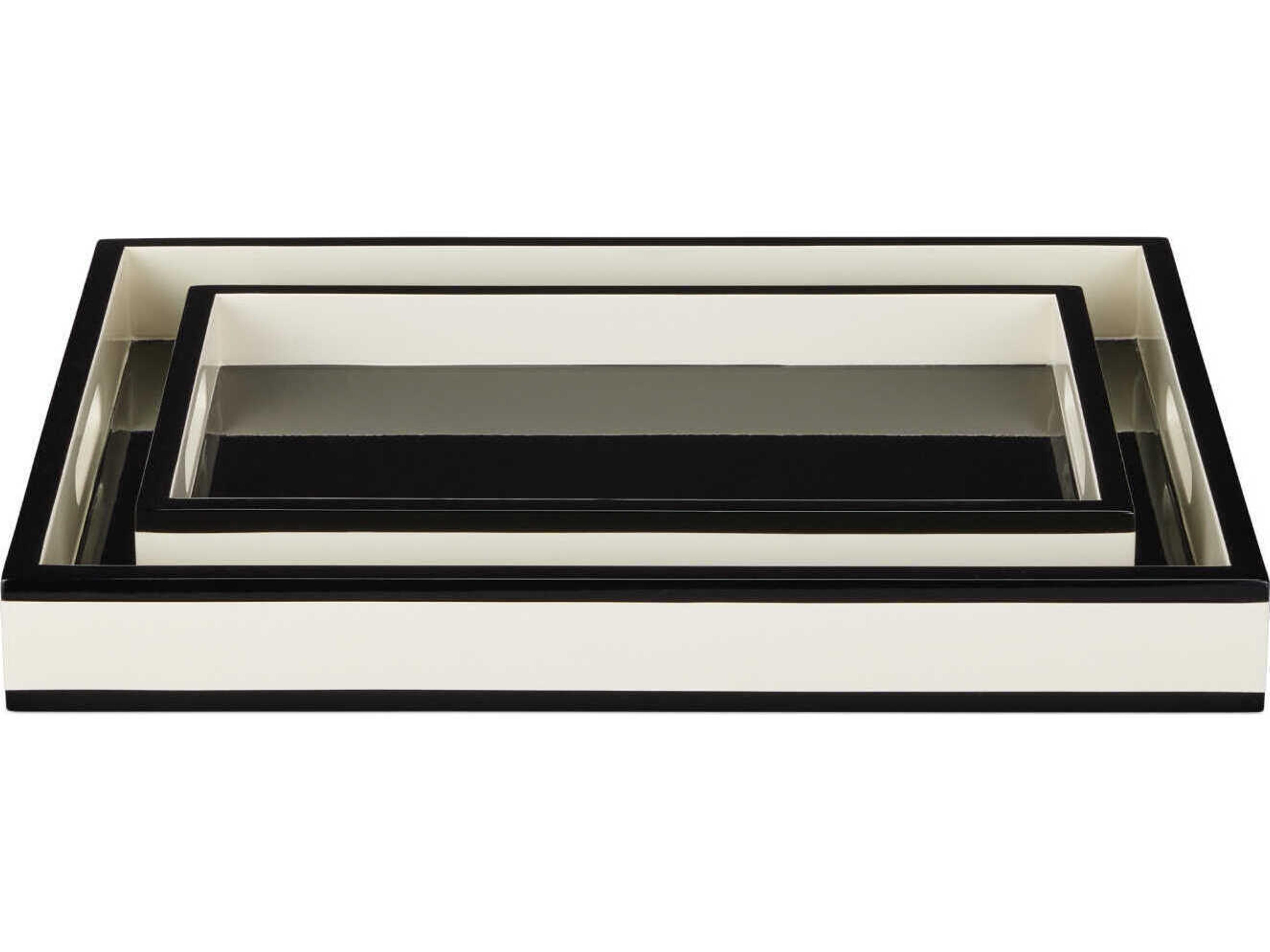 Currey & Company Ivory Lacquer Tray Set of 2