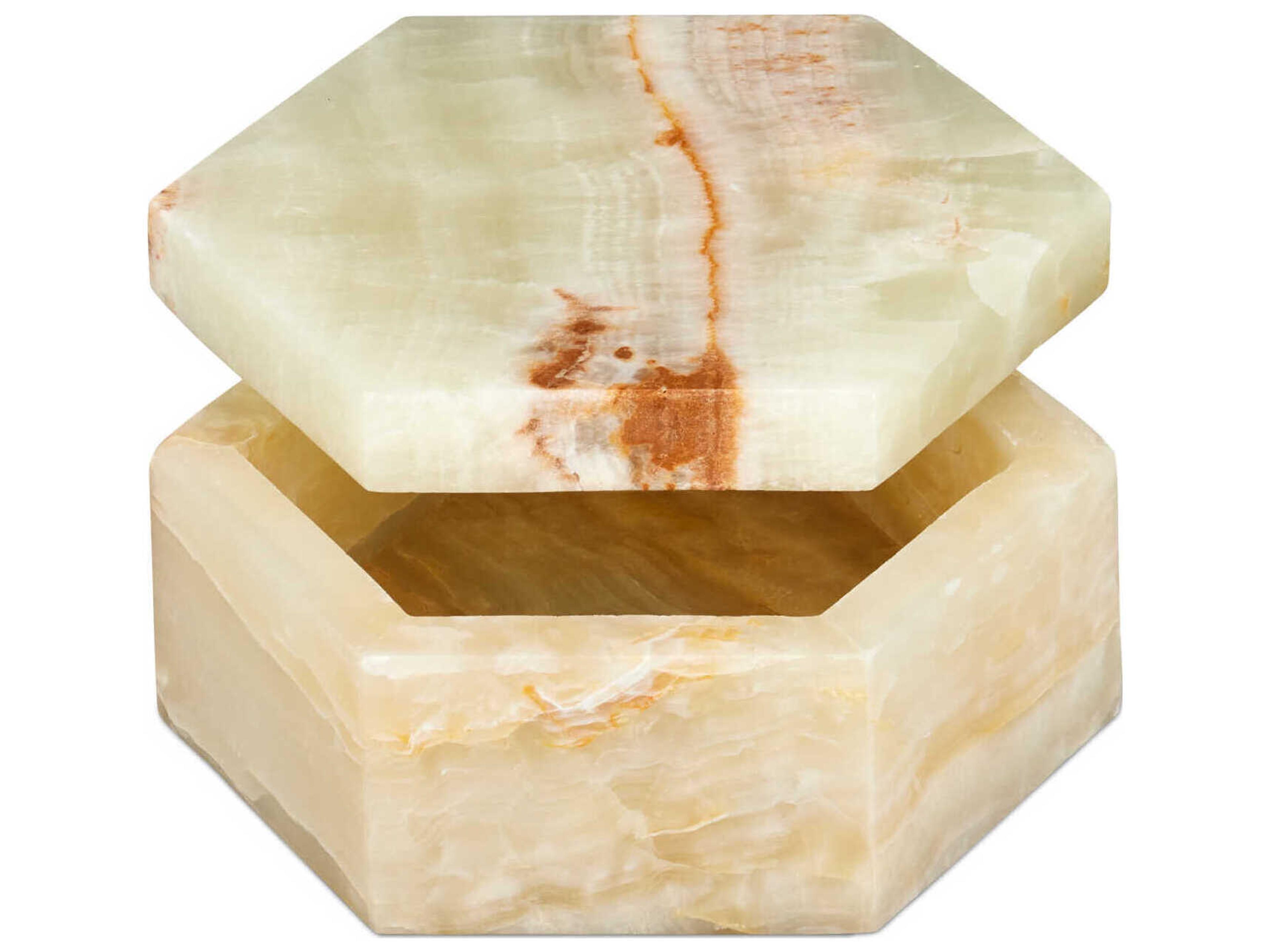 Currey & Company Arco Green Onyx Hexagon Box