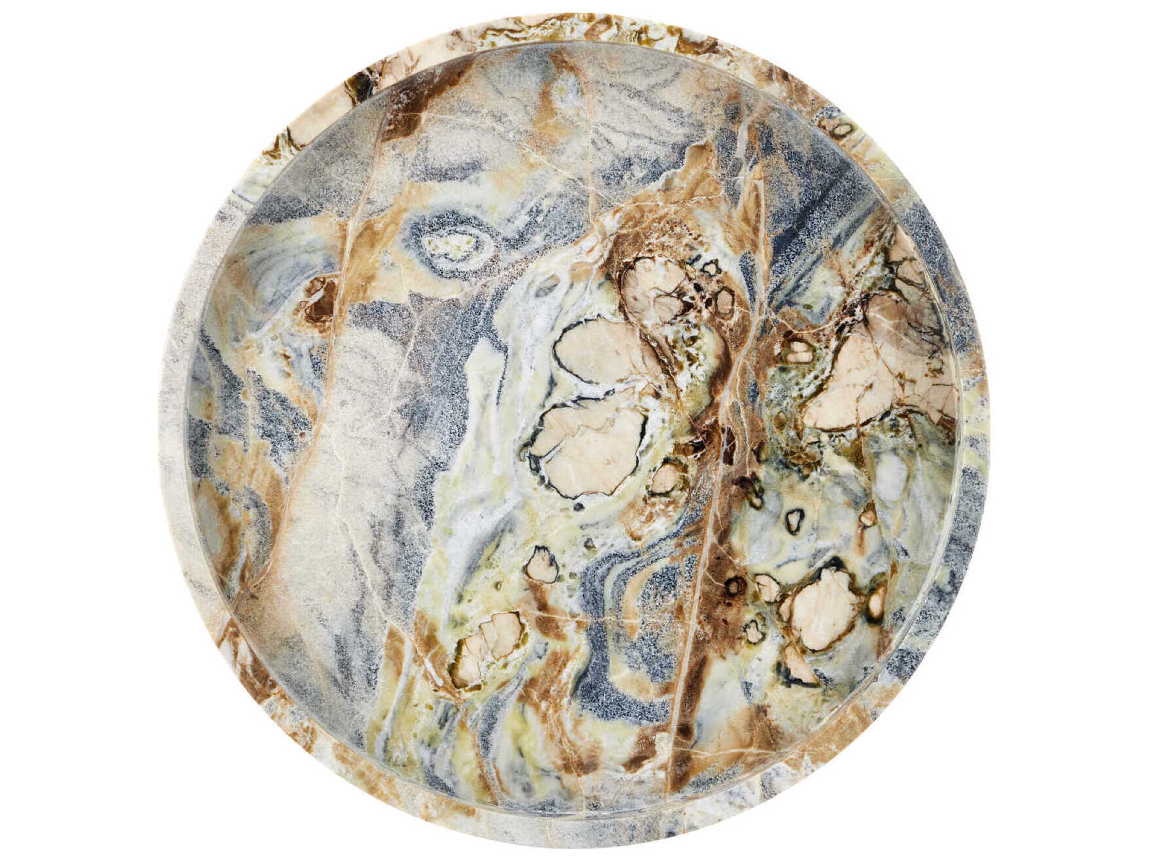 Currey & Company Freya Floral Jade Marble Tray