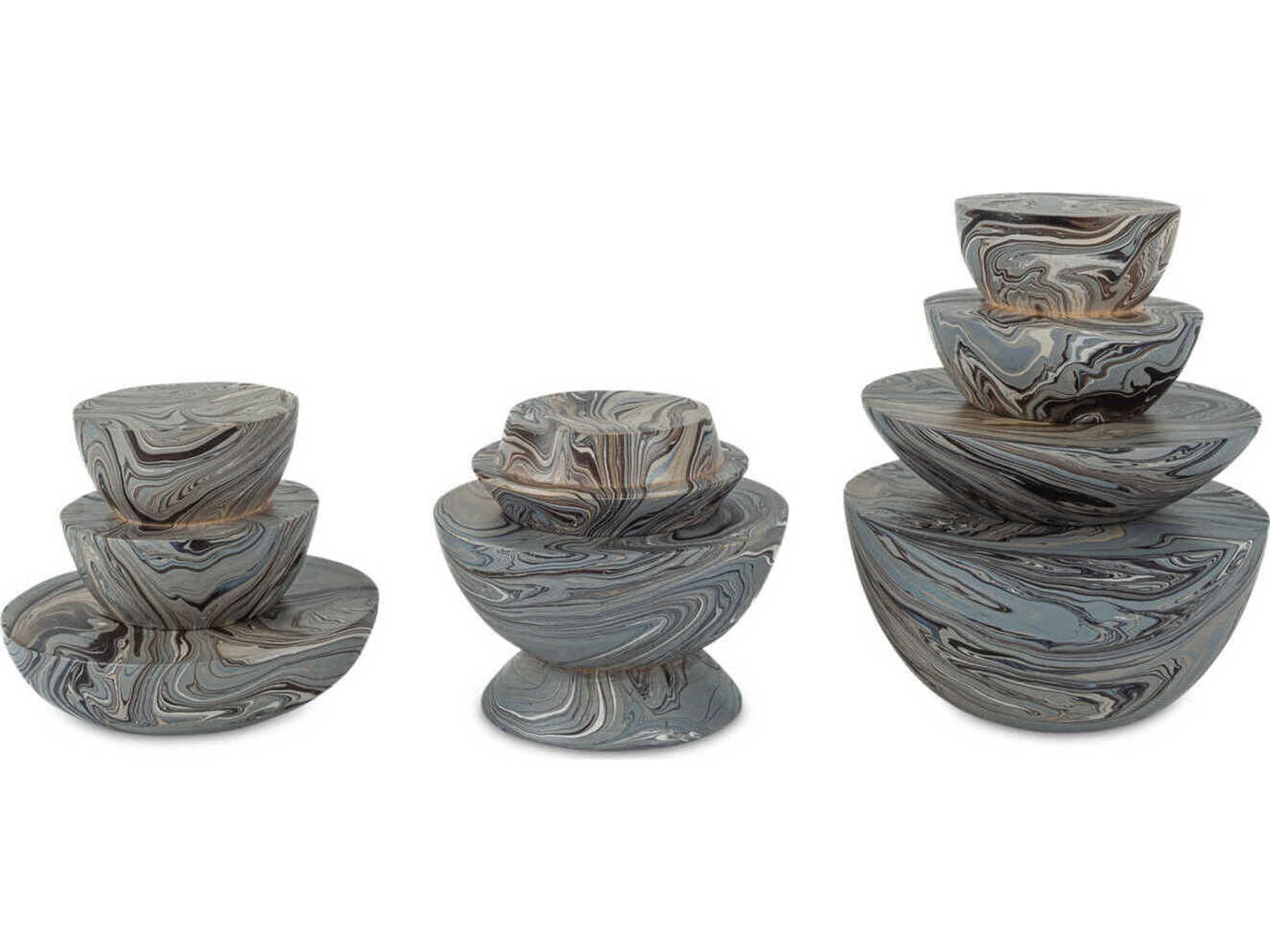Currey & Company Marbleized Stacking Box Set of 3