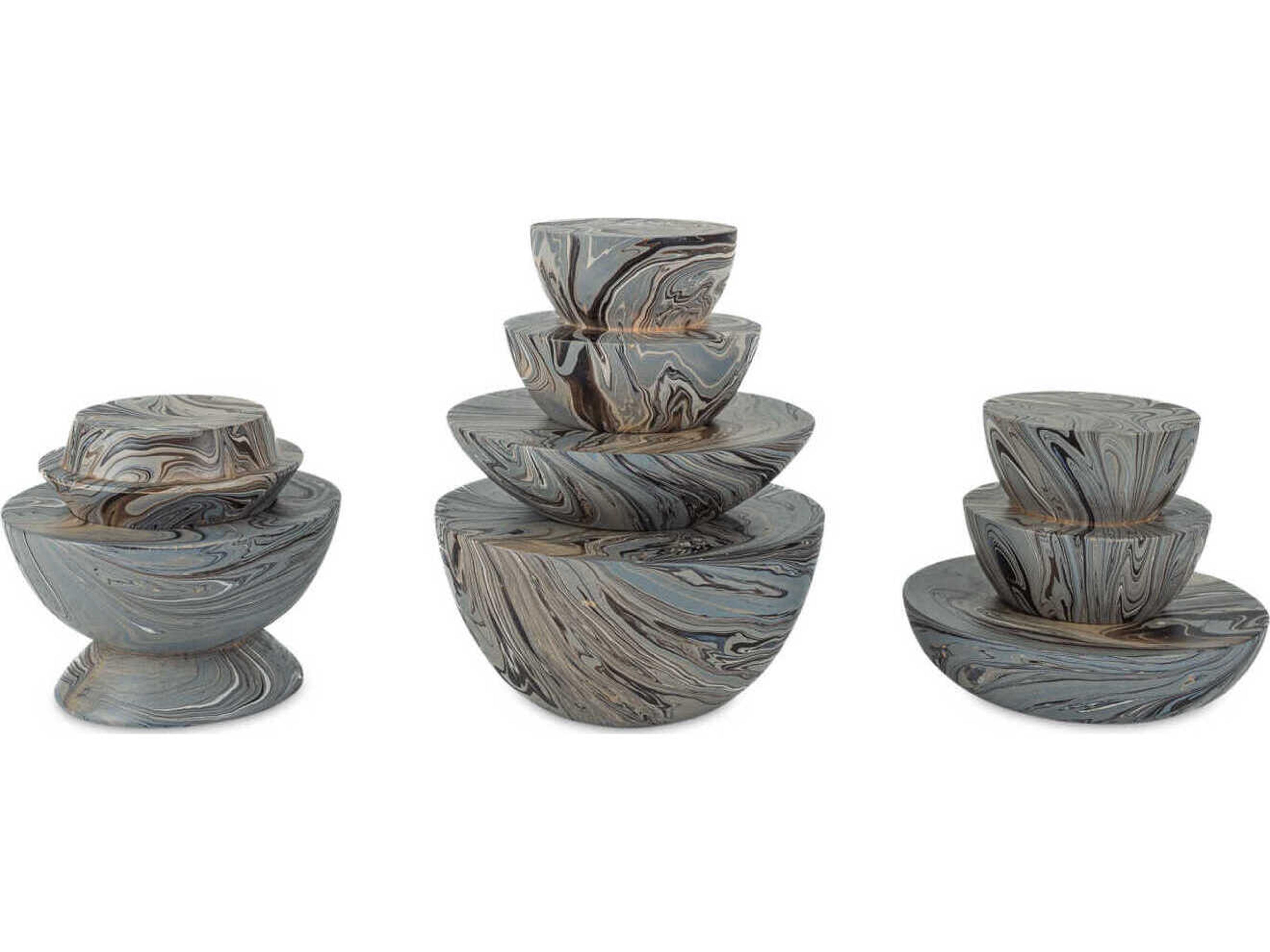 Currey & Company Marbleized Stacking Box Set of 3
