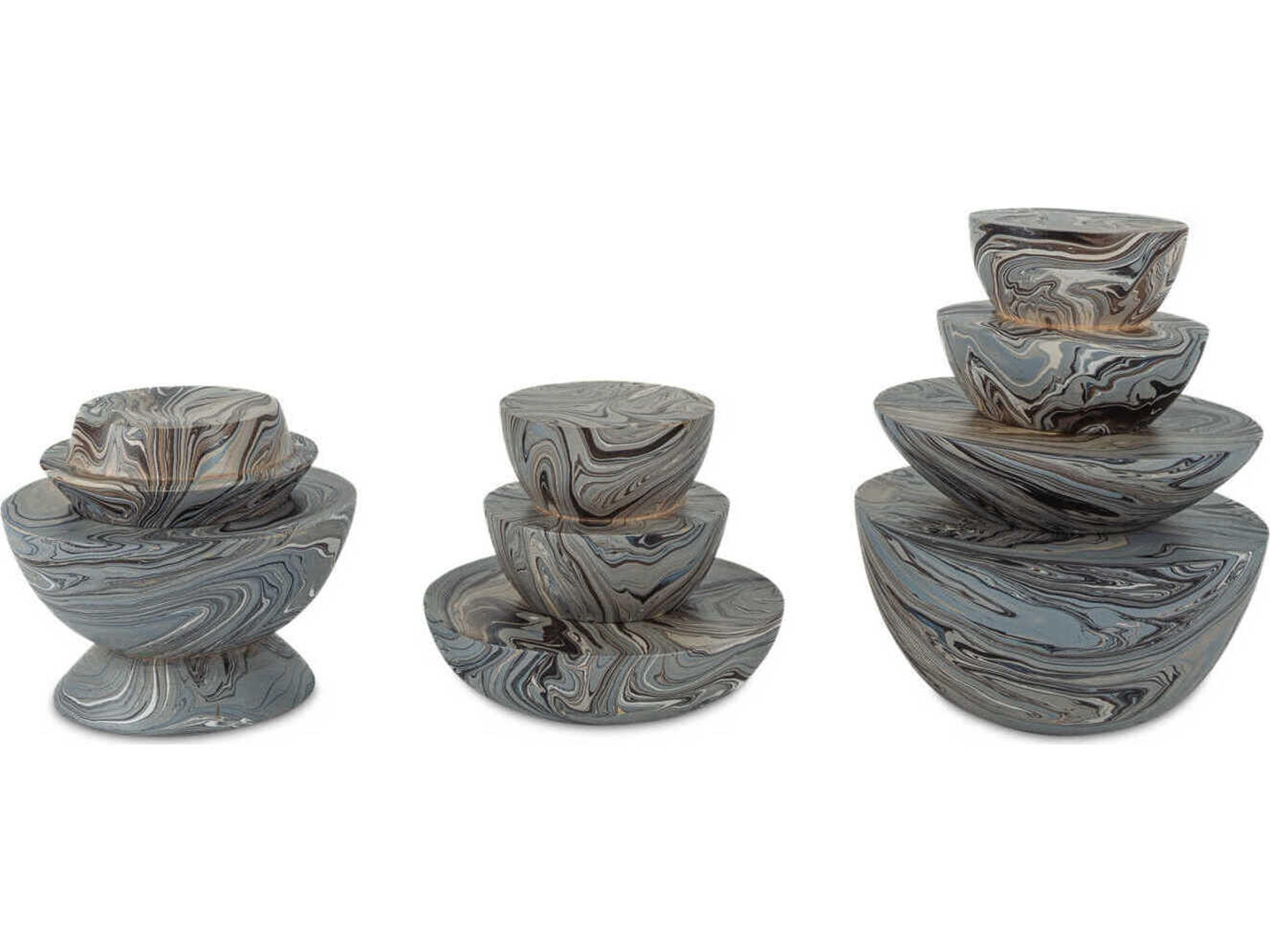 Currey & Company Marbleized Stacking Box Set of 3