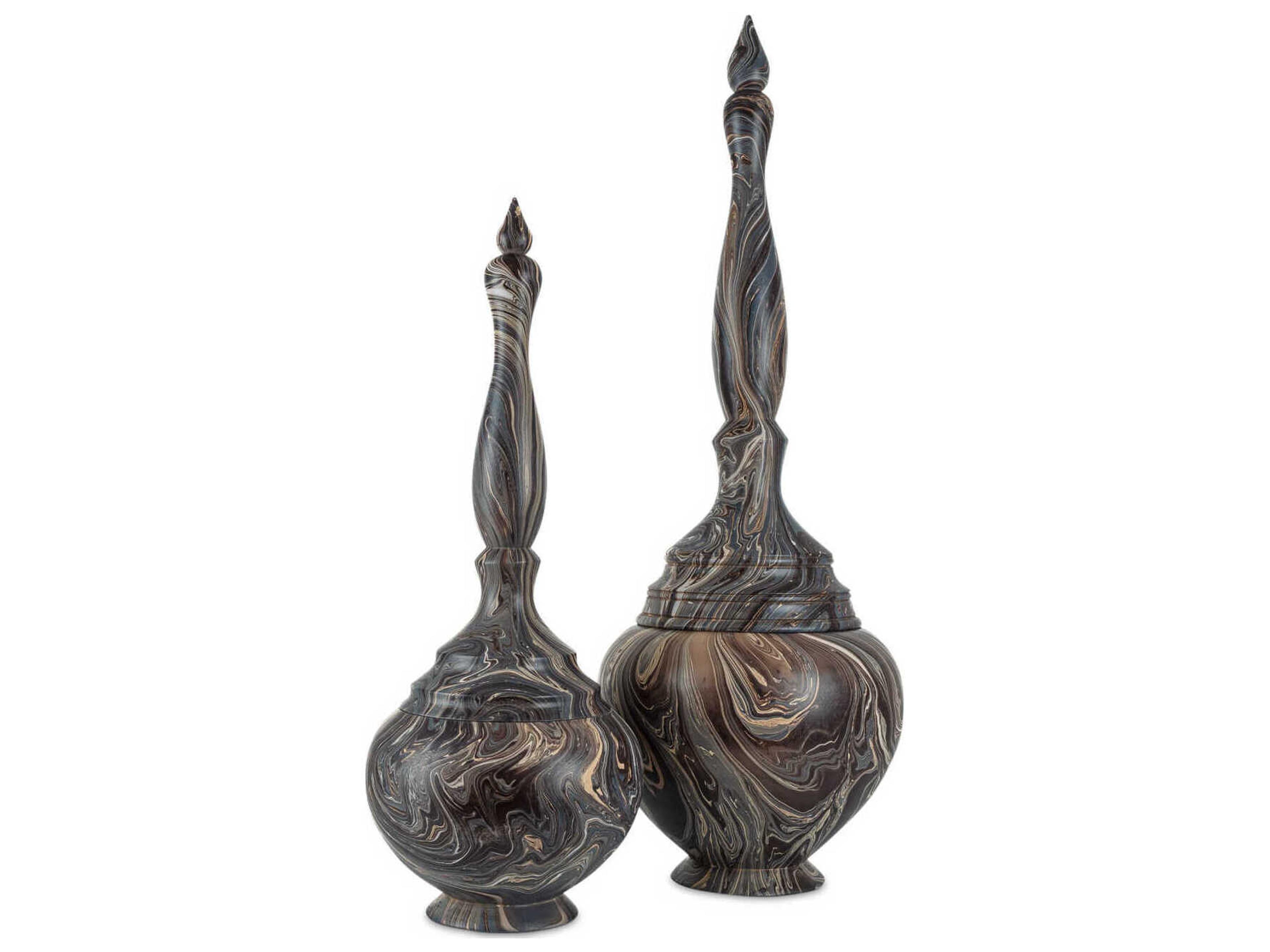 Currey & Company Marbleized Short Turret Box