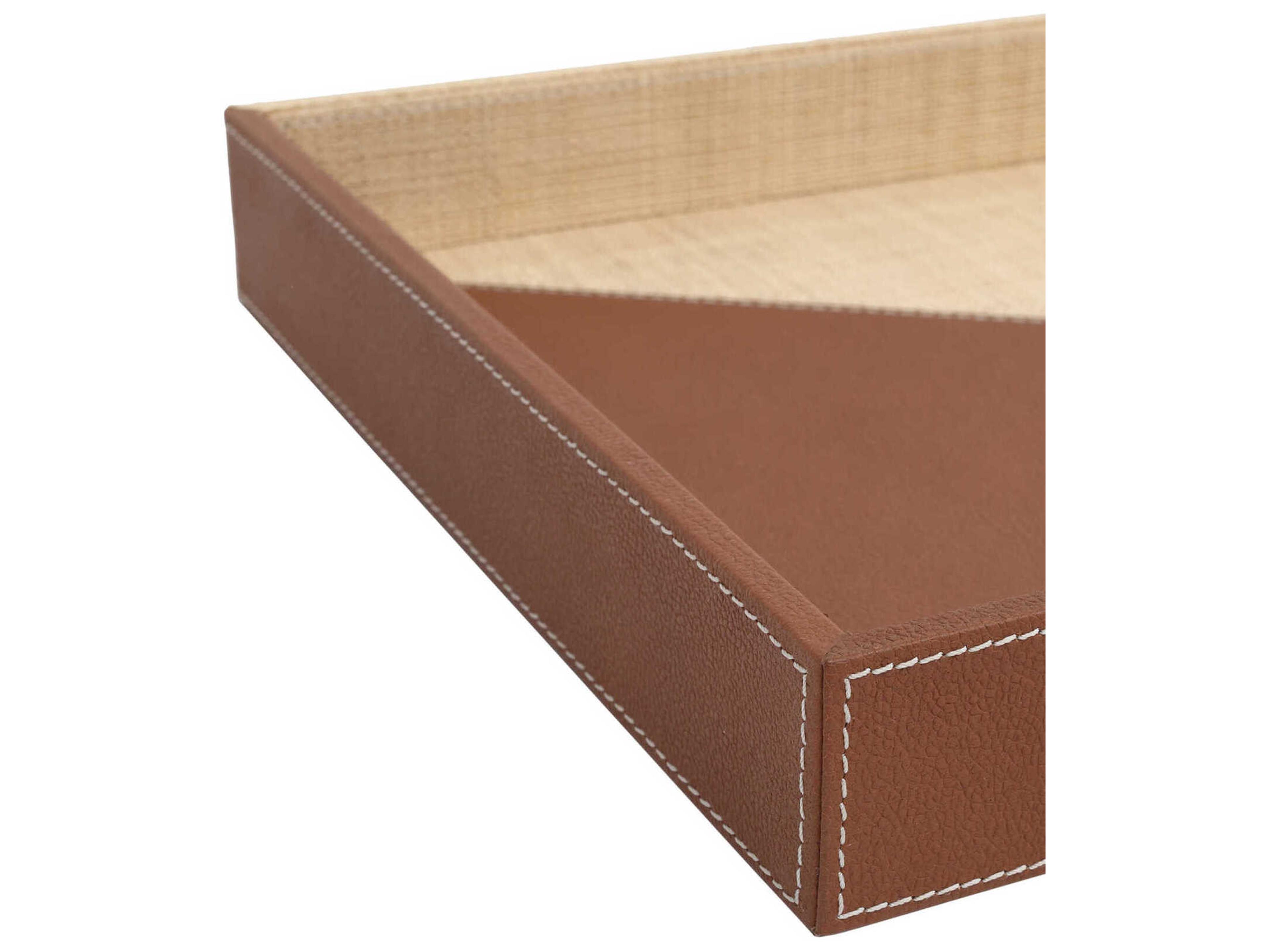 Currey & Company Leather Raffia Tray Set of 2