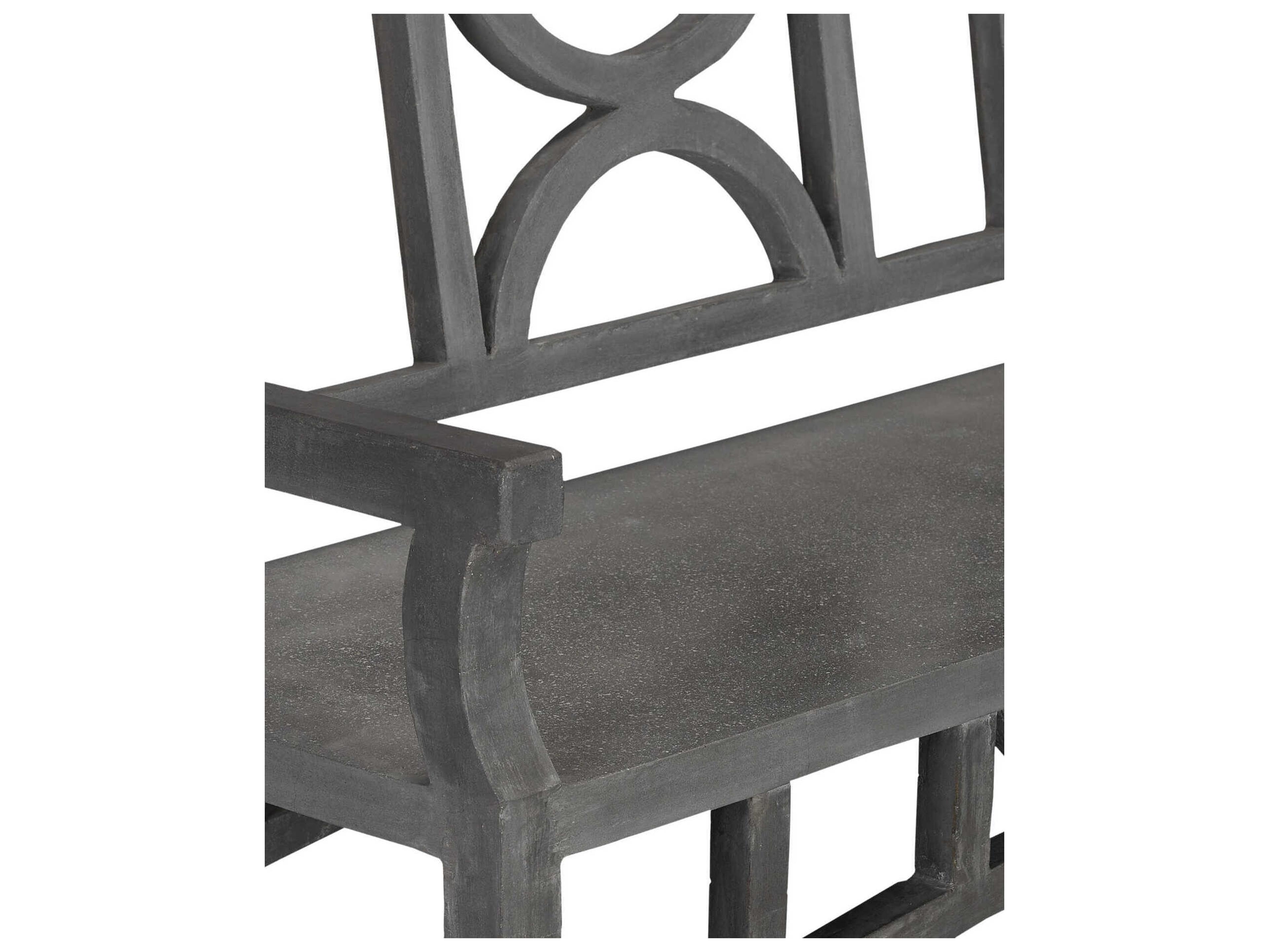 Currey & Company Colesden Dark Gray Faux Bois Accent Bench