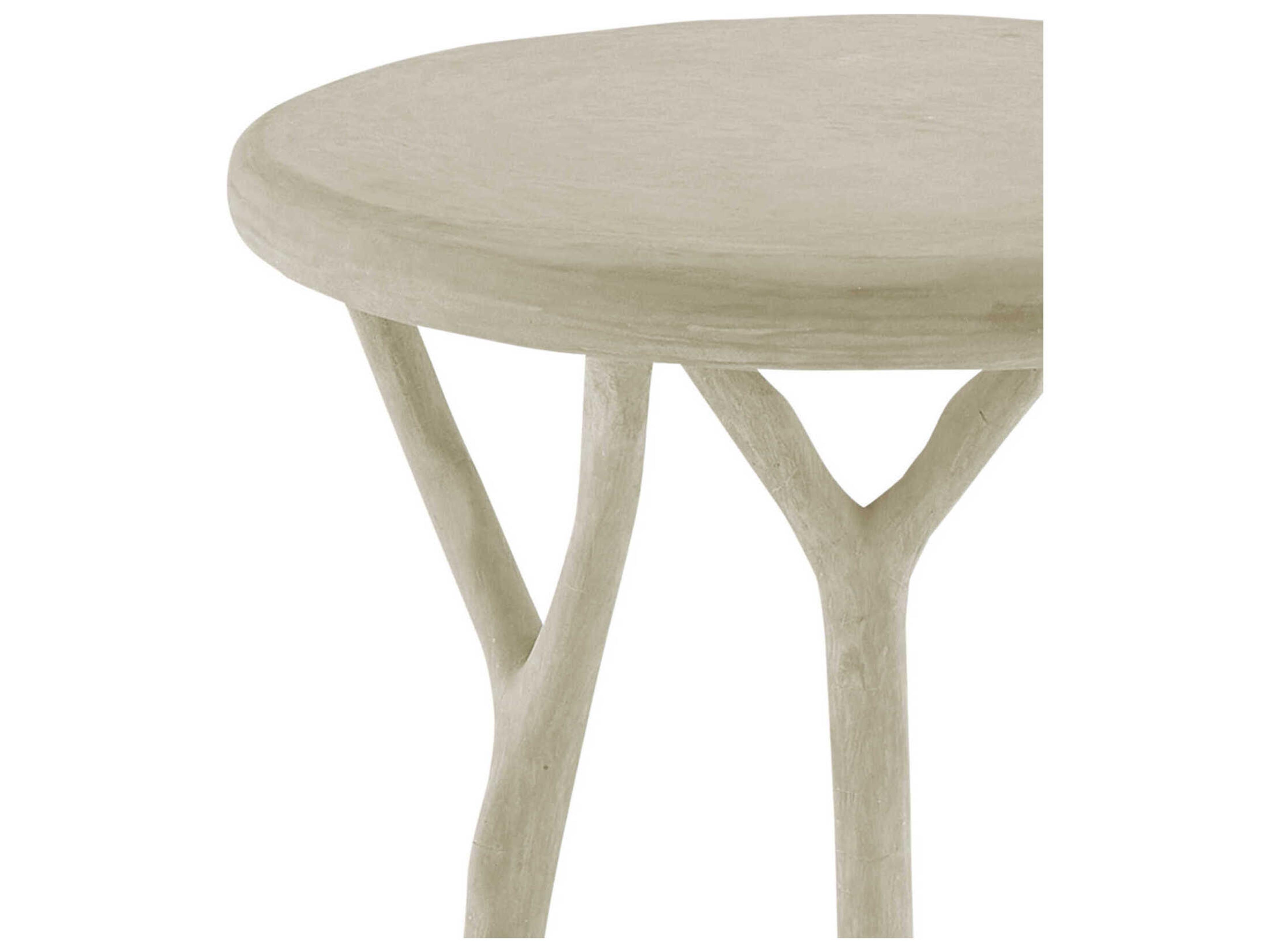 Currey & Company Hidcote Round Concrete Portland Faux Bois End Table