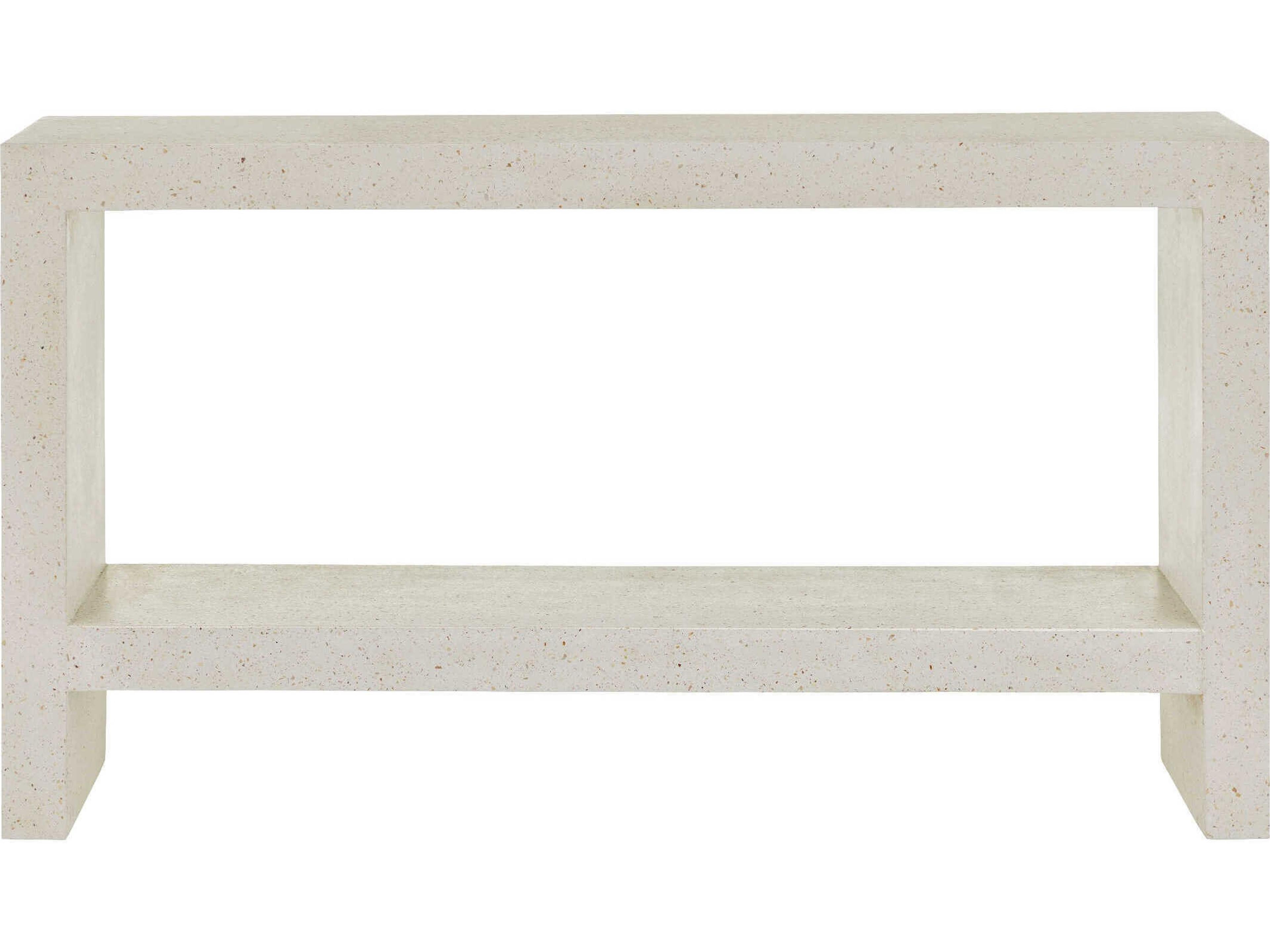 Currey & Company Carson Rectangular Concrete Ivory Terrazzo Console Table