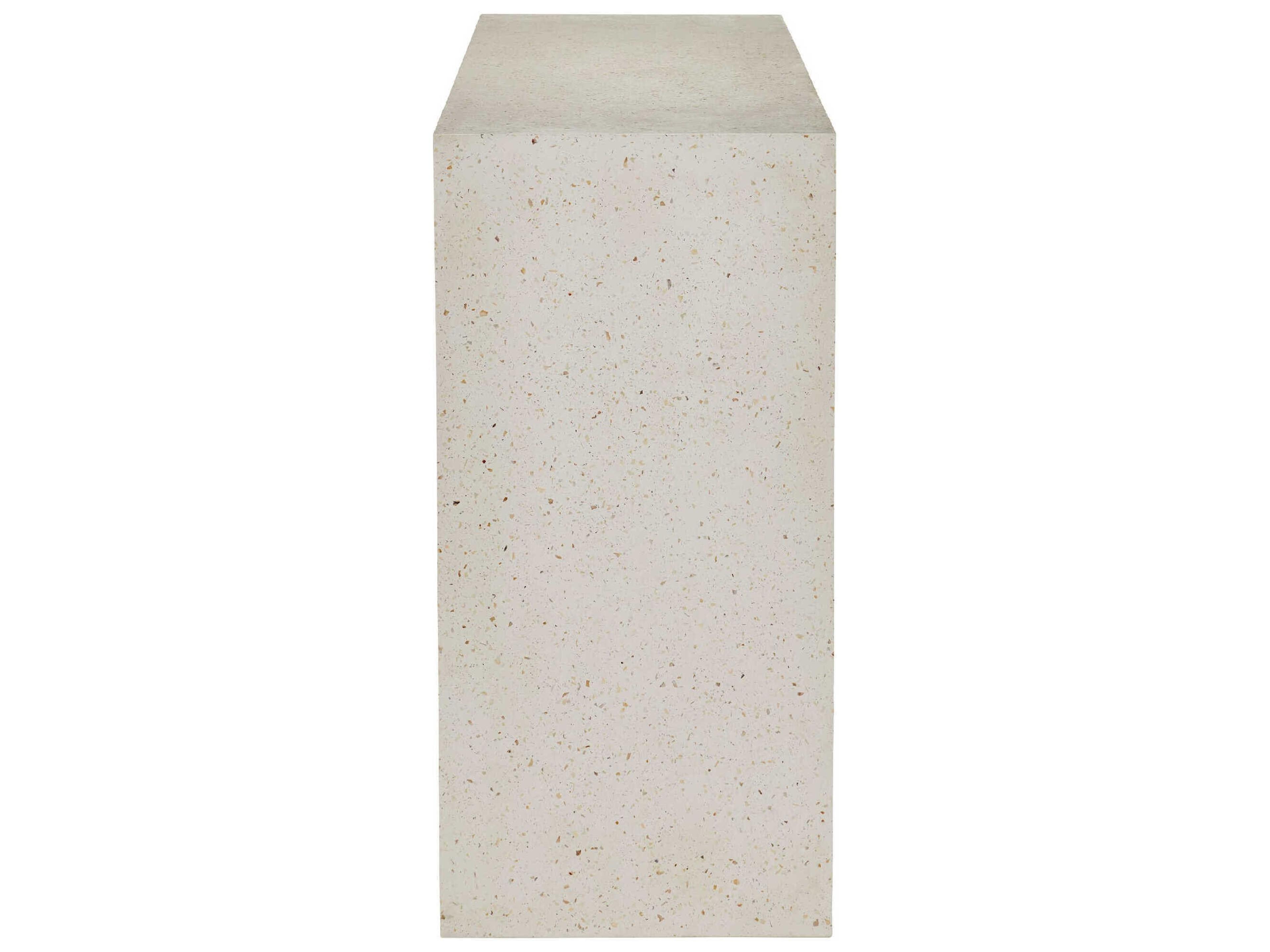 Currey & Company Carson Rectangular Concrete Ivory Terrazzo Console Table