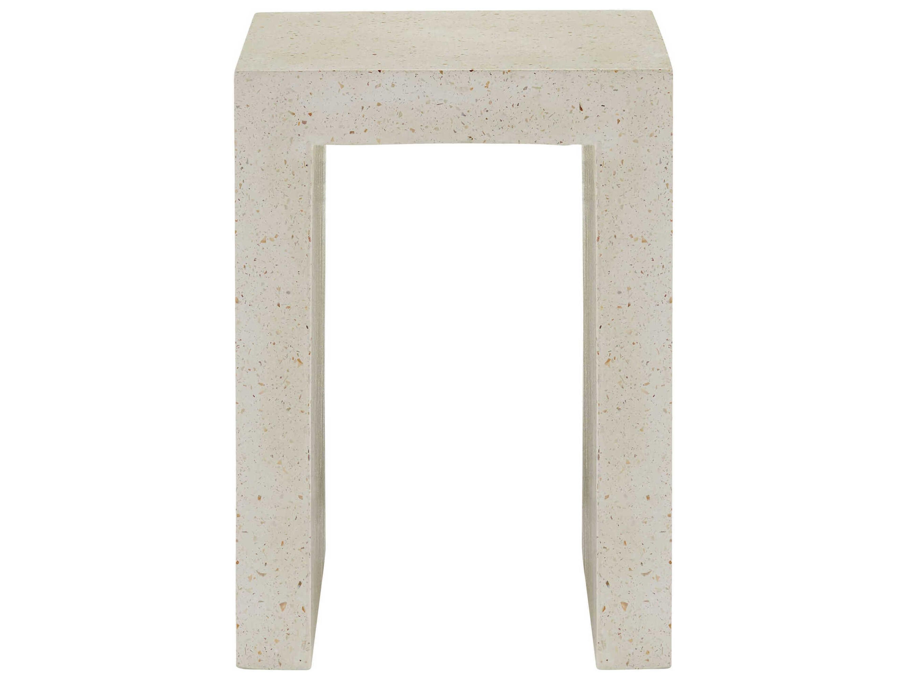 Currey & Company Carson 16" Square Concrete Ivory Terrazzo End Table