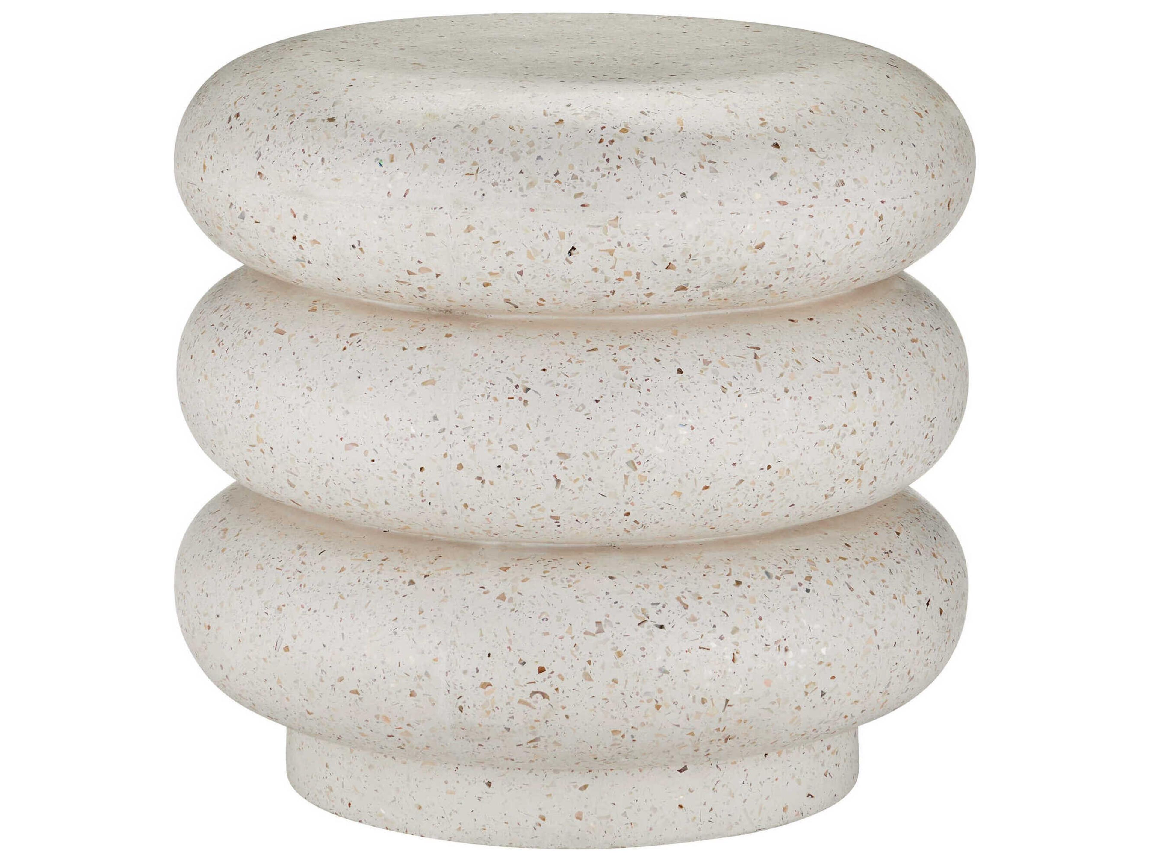 Currey & Company Cusani 20" Ivory Terrazzo Beige Accent Stool