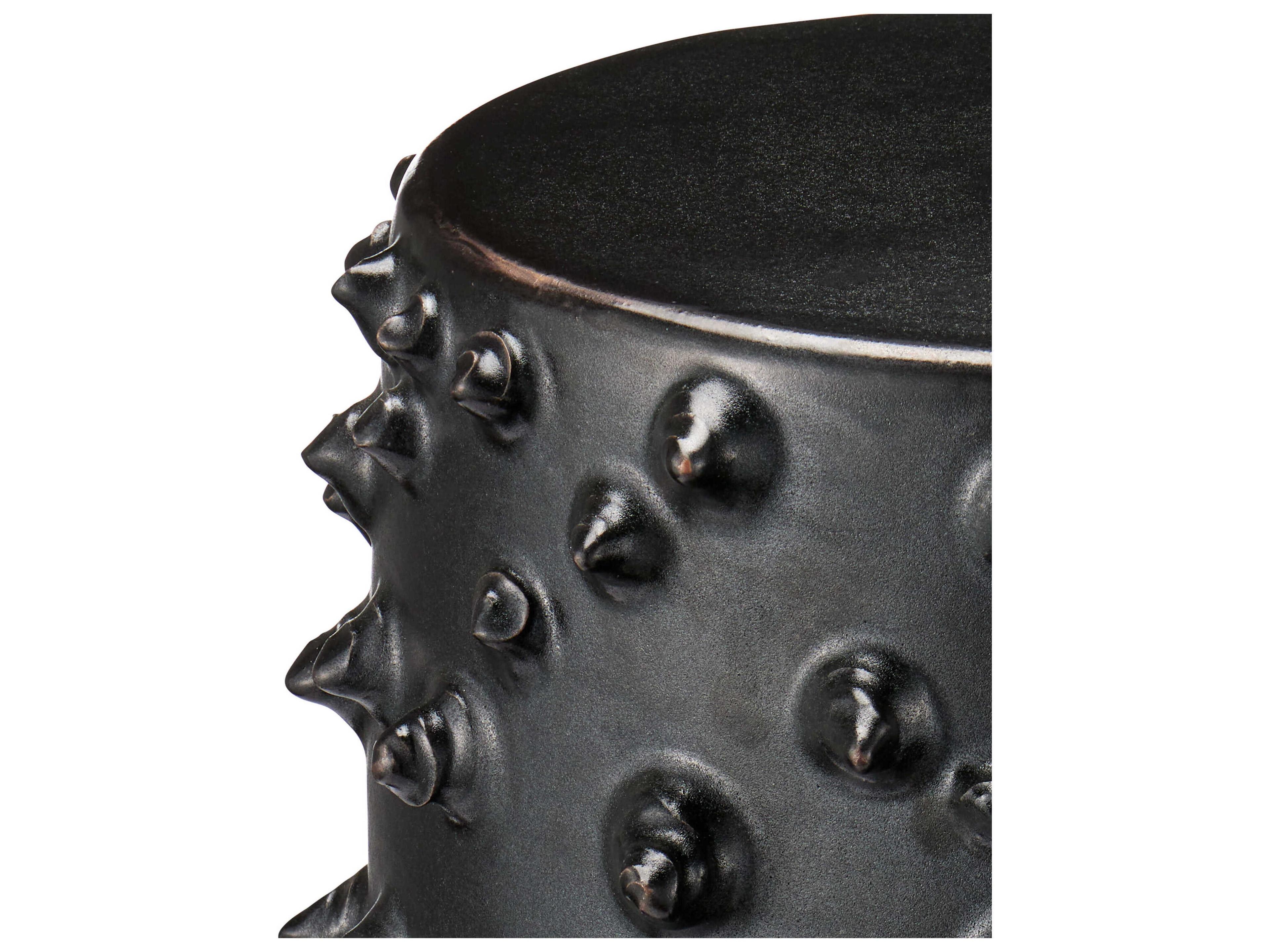 Currey & Company Baltz Round Ceramic Black End Table