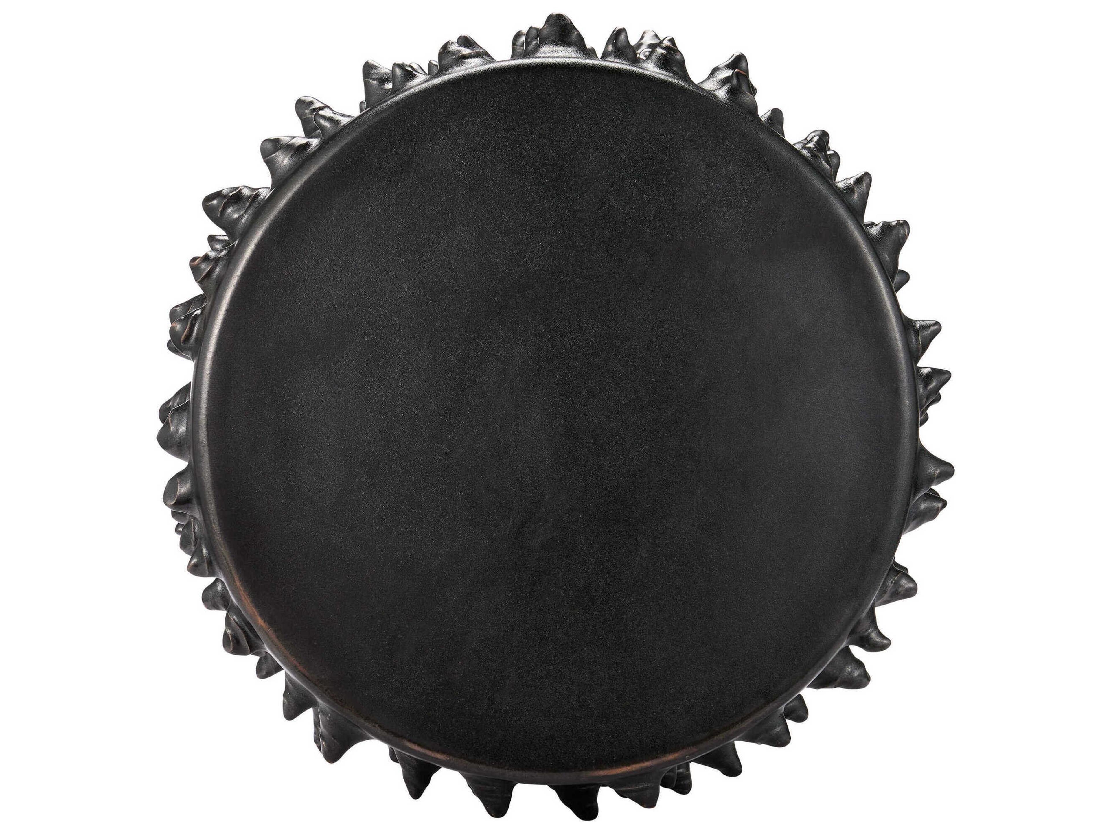 Currey & Company Baltz Round Ceramic Black End Table