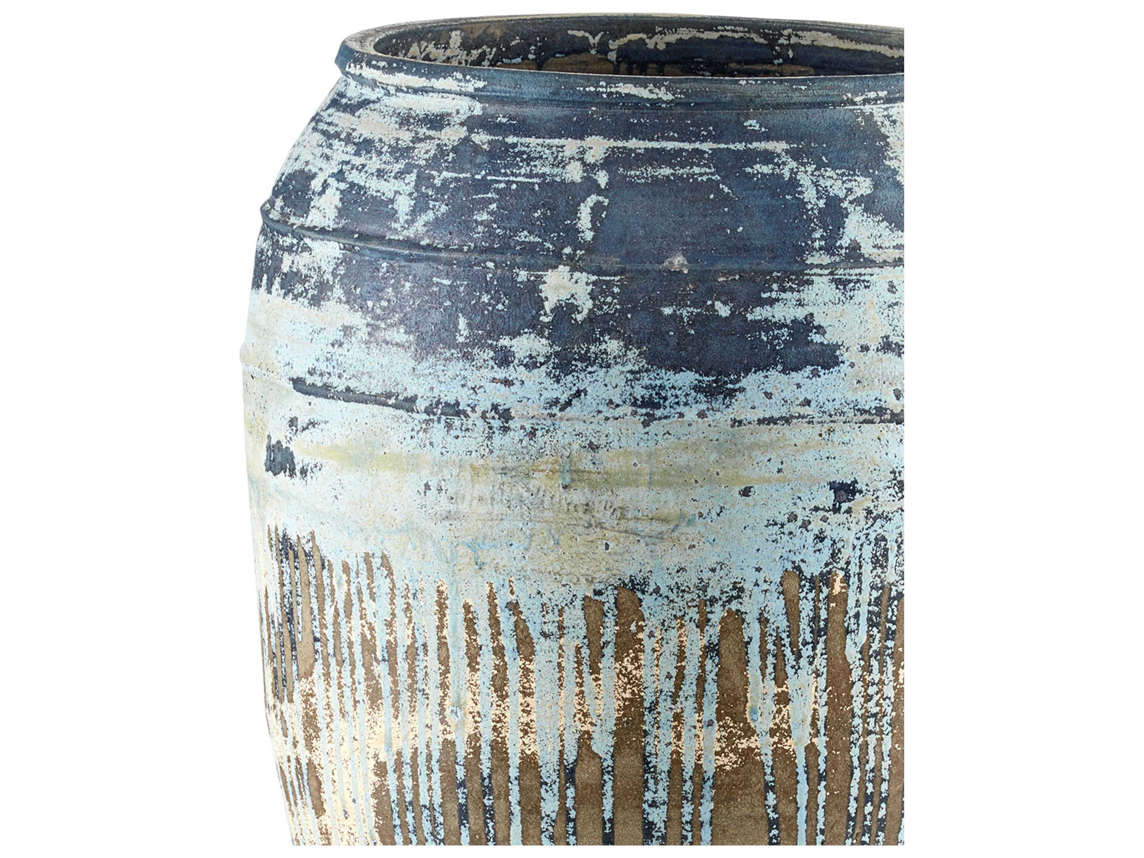 Currey & Company Catania Greenish / Milky White / Blue Drip Planter