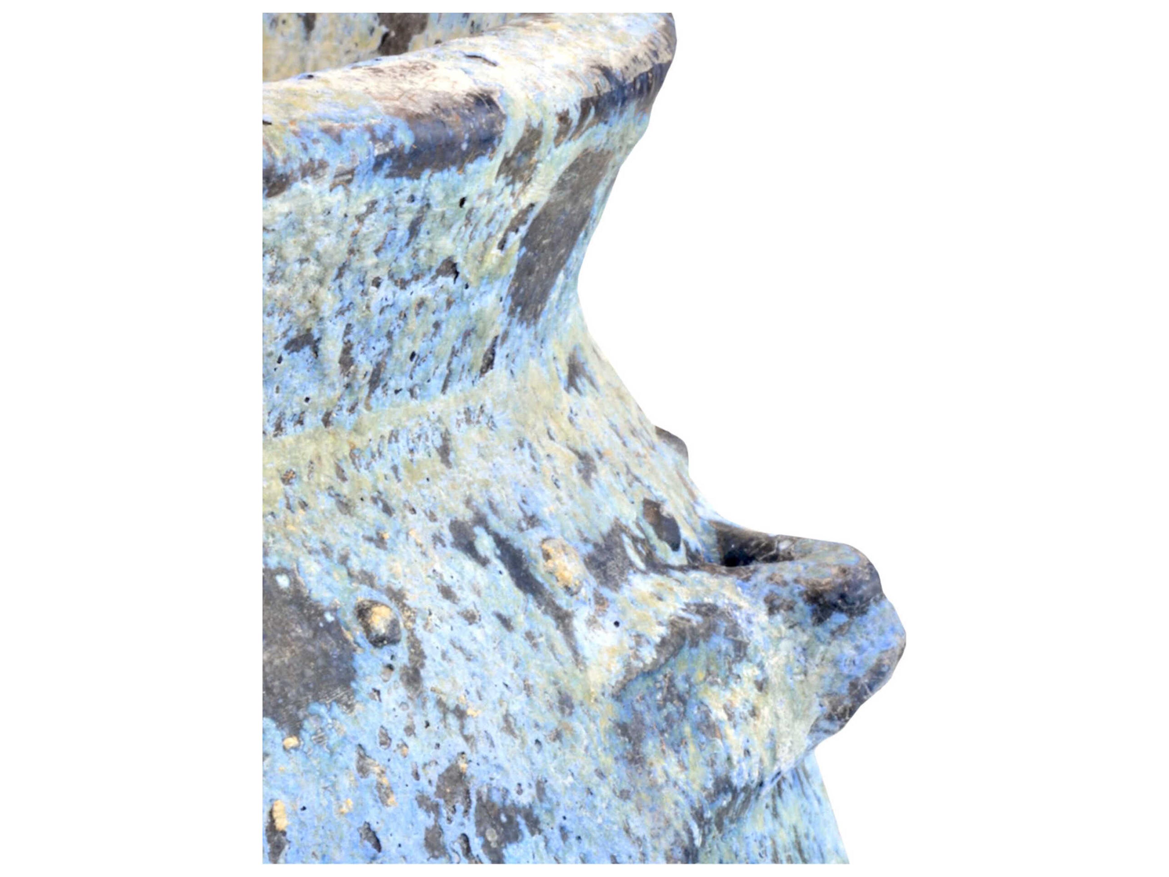 Currey & Company Cinisi Greenish White / Blue Drip Plant Stand